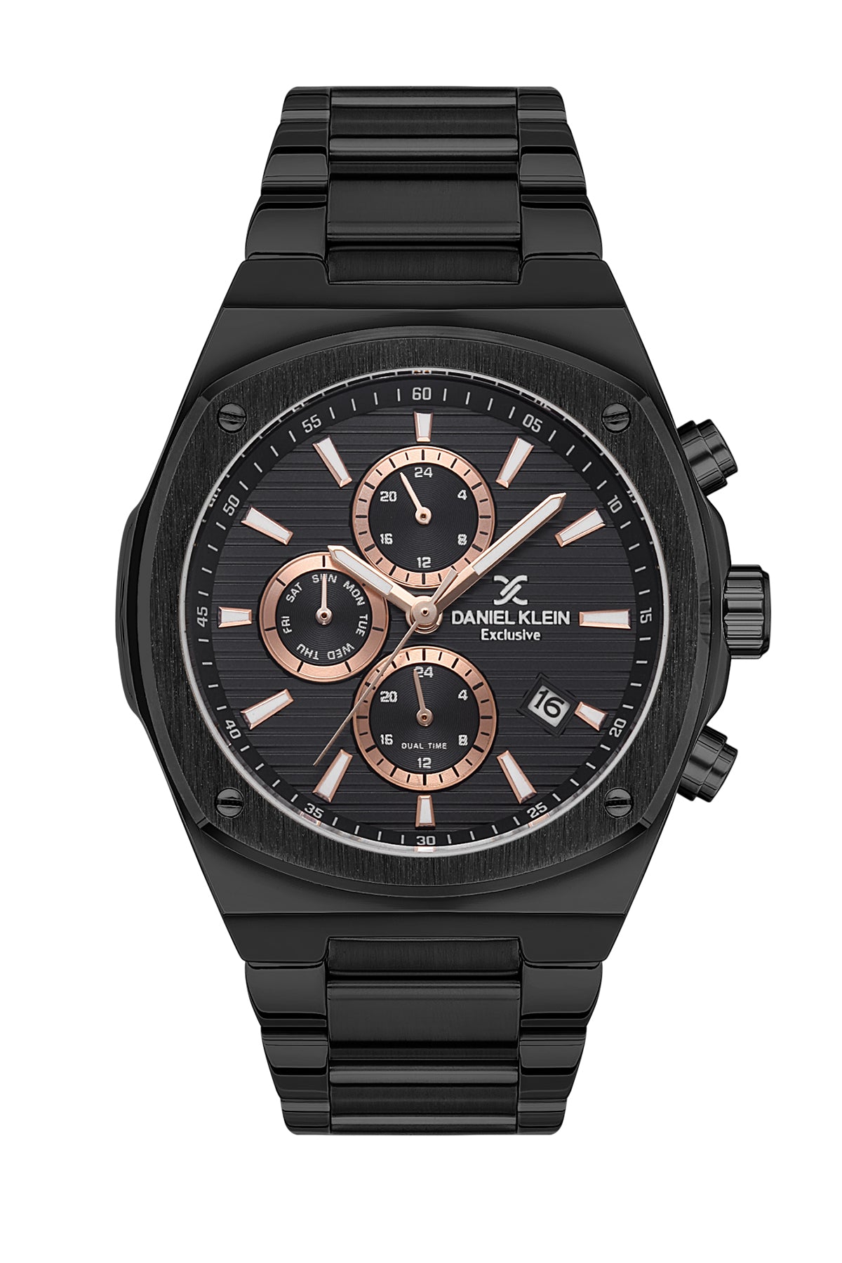 Black Exclusive Men Watch with Metallic Strap