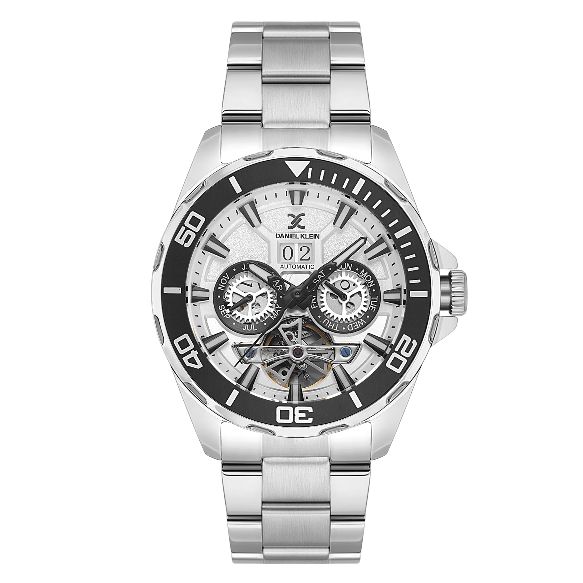 Skeleton Automatic Silver Dial Men&