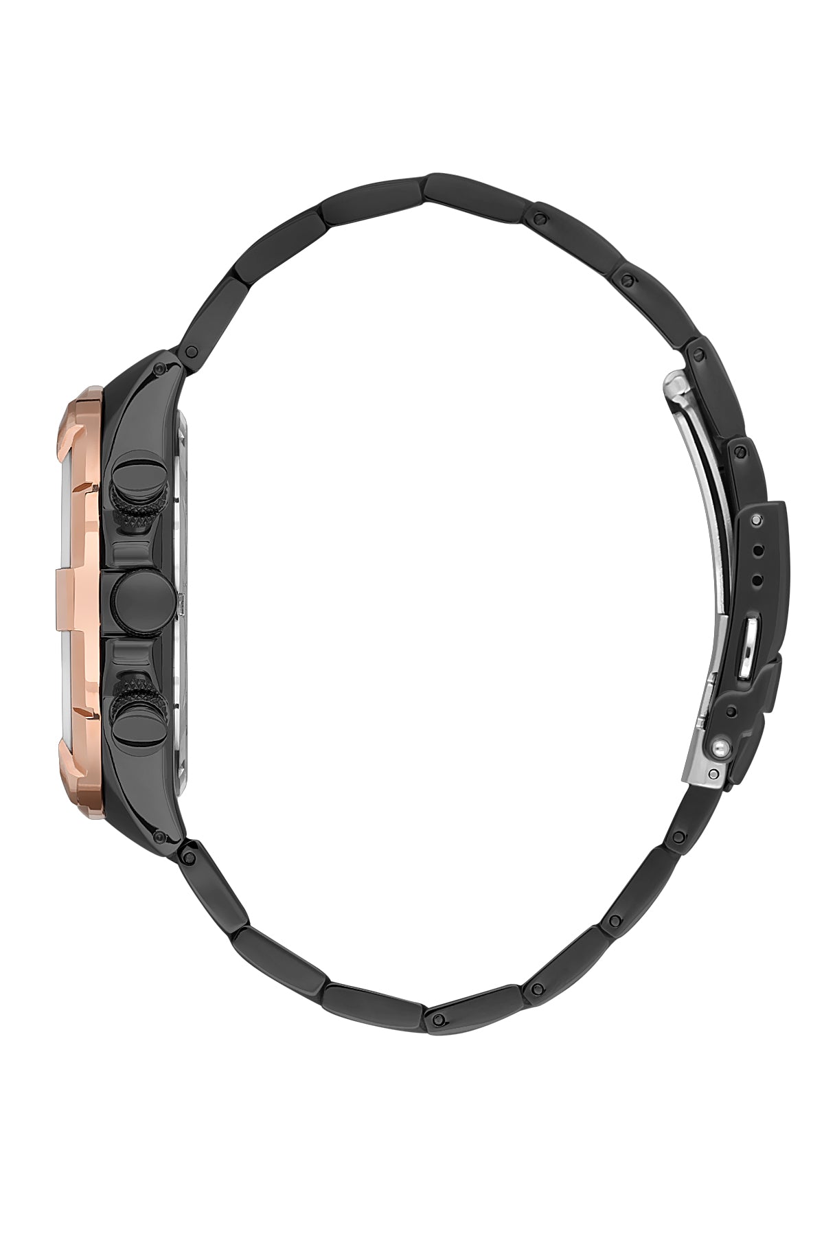 Black Exclusive Men Watch with Metallic Strap