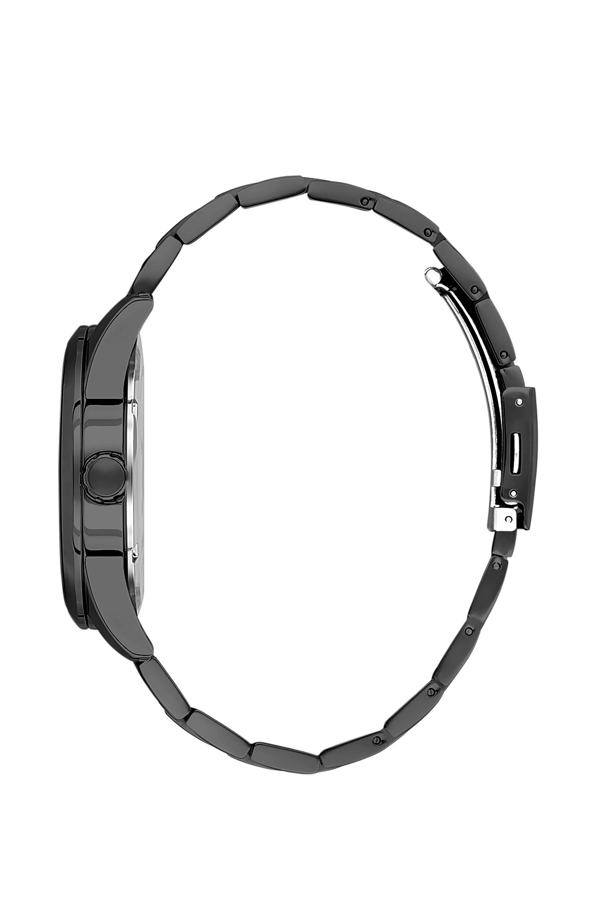 Black Premium Men Watch with Metallic Strap