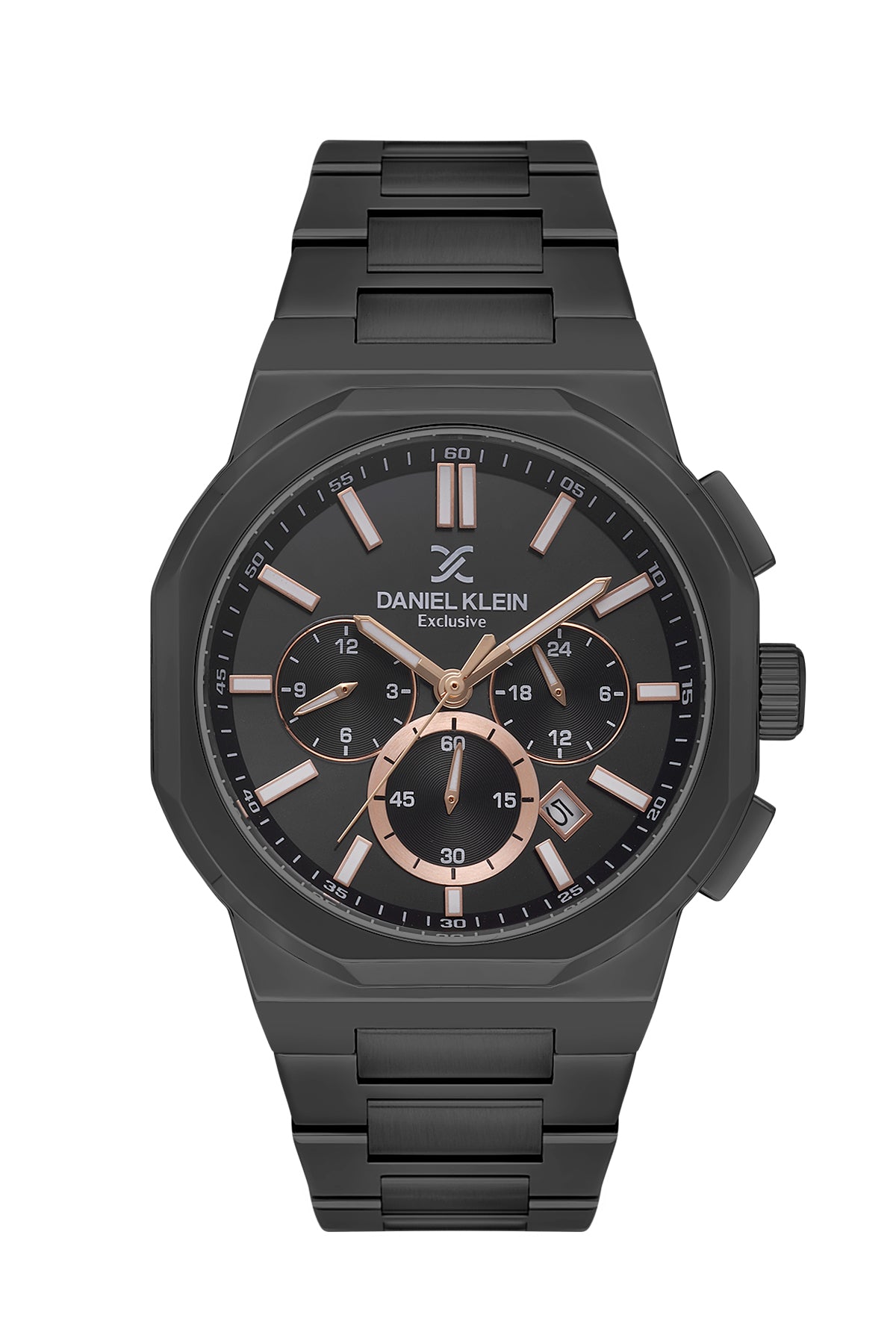 Black Exclusive Men Watch with Metallic Strap