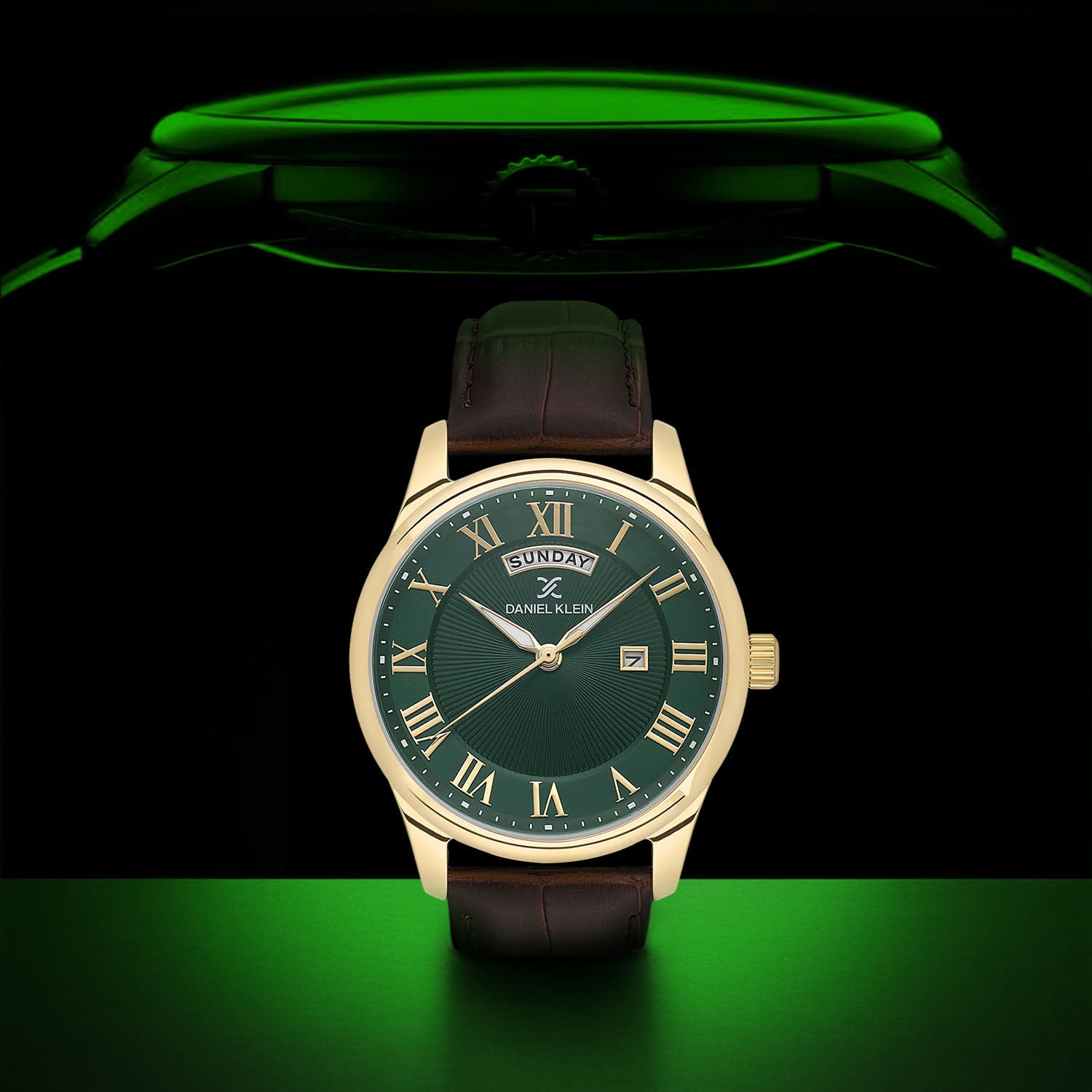 Green Premium Men Watch with Leather Strap