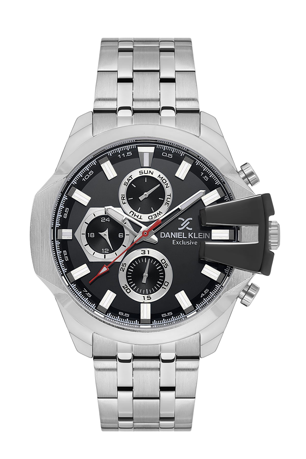 Black Exclusive Men Watch with Metallic Strap