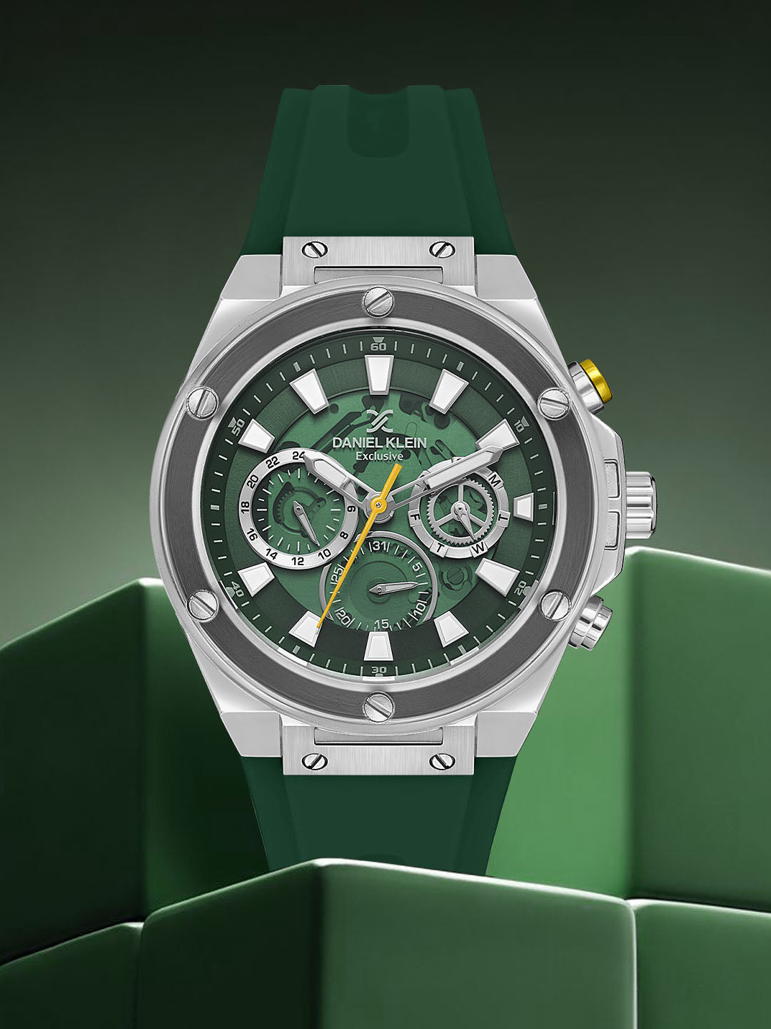 Green Dial Analog Watches with Green silicon Band