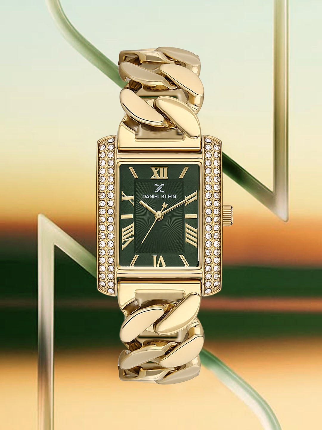 Square Green Dial Analog women&