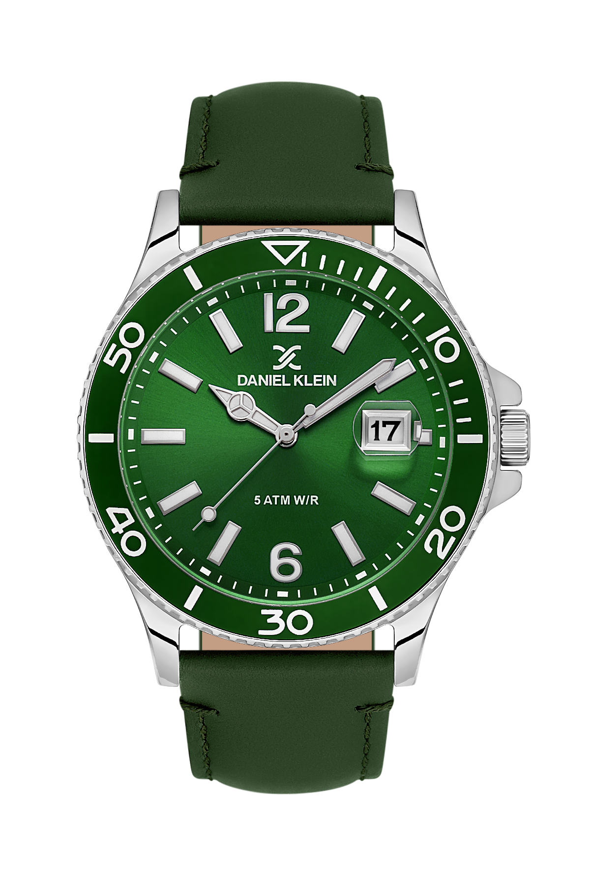 Green Dial Analog with Geen Leather Strap Men&