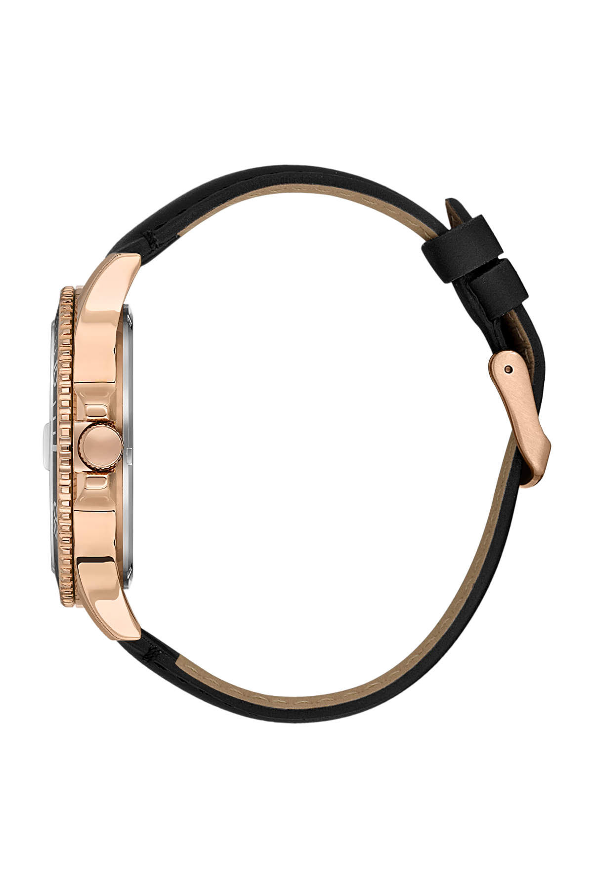 Black Dial Analog with Black Leather Strap Men&