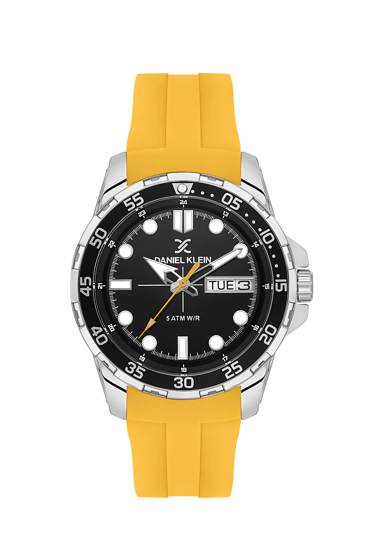 Luxury Analog Black Dial with Yellow Silicon Strap Men&