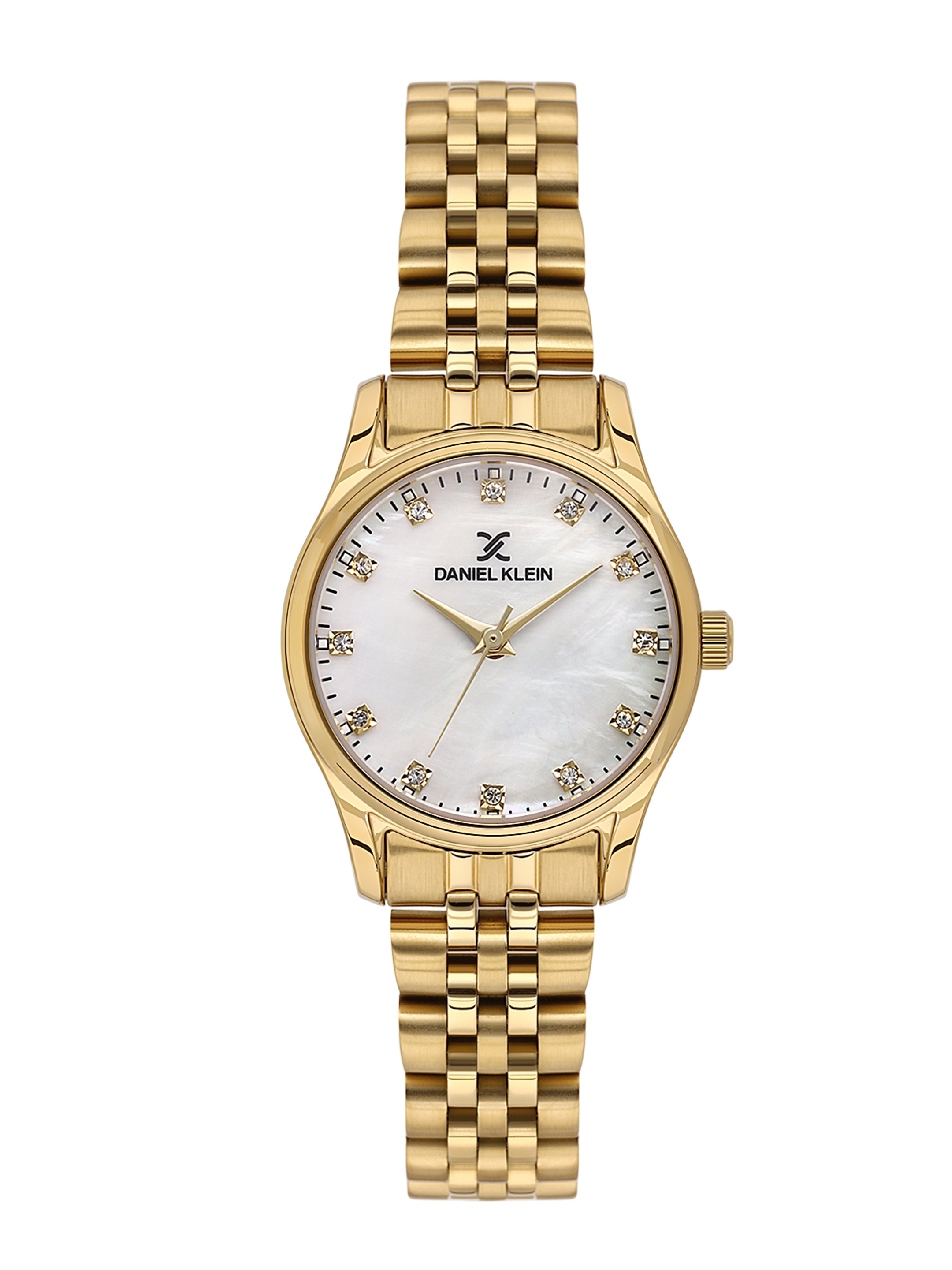 Daniel klein Premium Lady IPG White MOP Sunray Dial Stone Stainless Steel Watch DK.1.13914-3