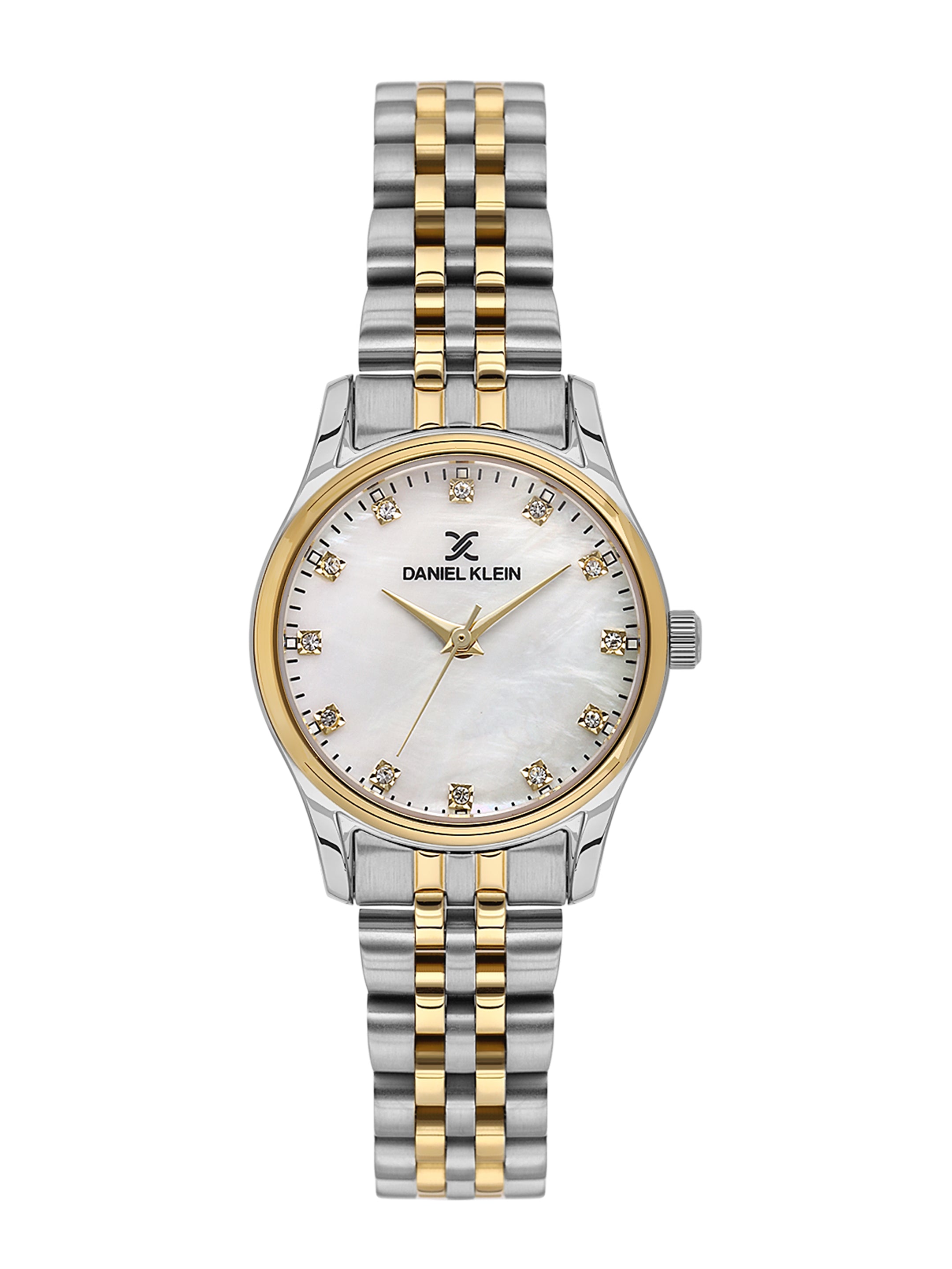 Daniel klein Premium Lady IPS/IPG White MOP Sunray Dial Stone Stainless Steel Watch DK.1.13914-4