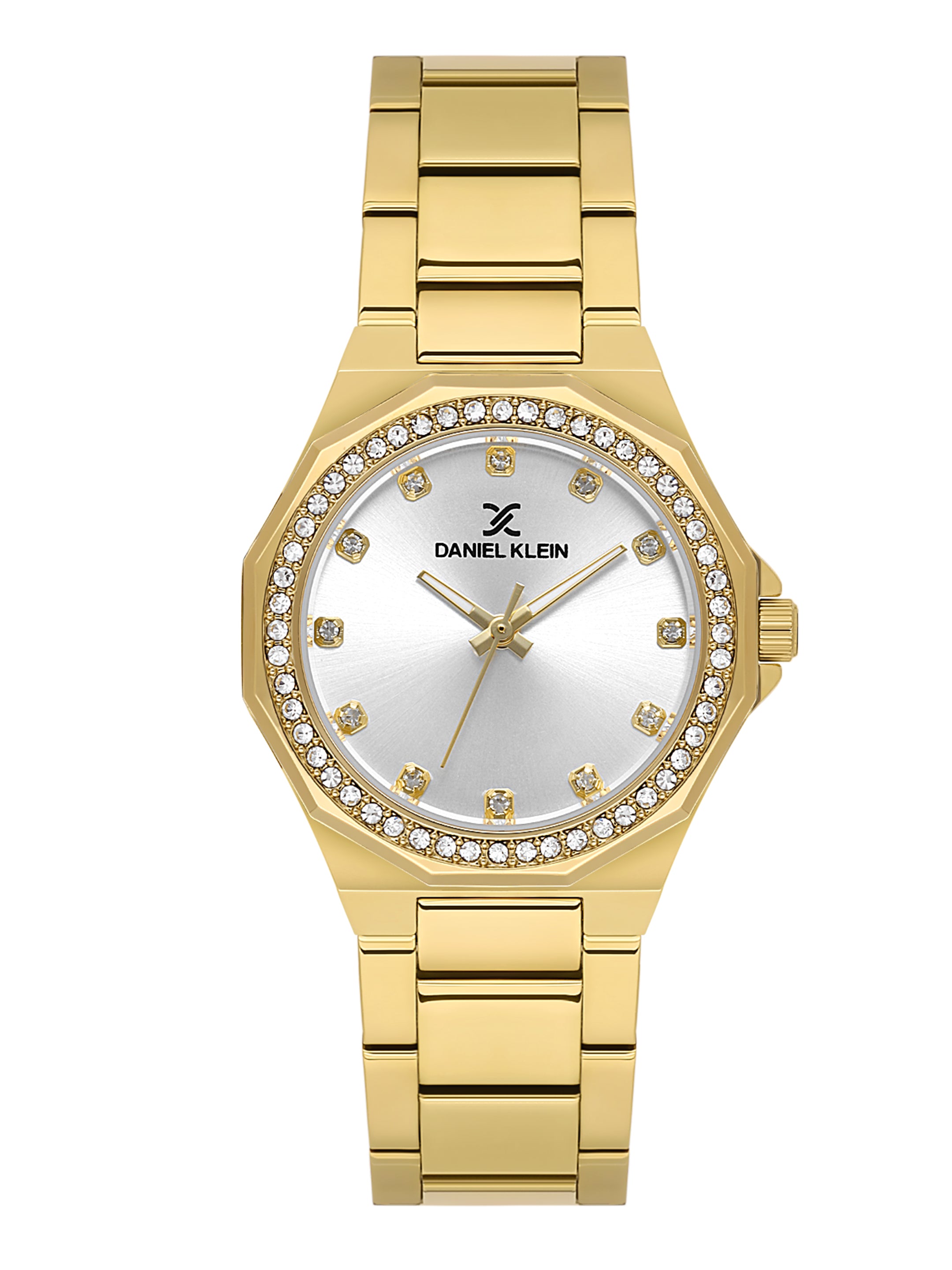 Daniel klein Premium Lady Silver IPG Case Stainless Steel Sunray Dial Stone Watch DK.1.13918-2