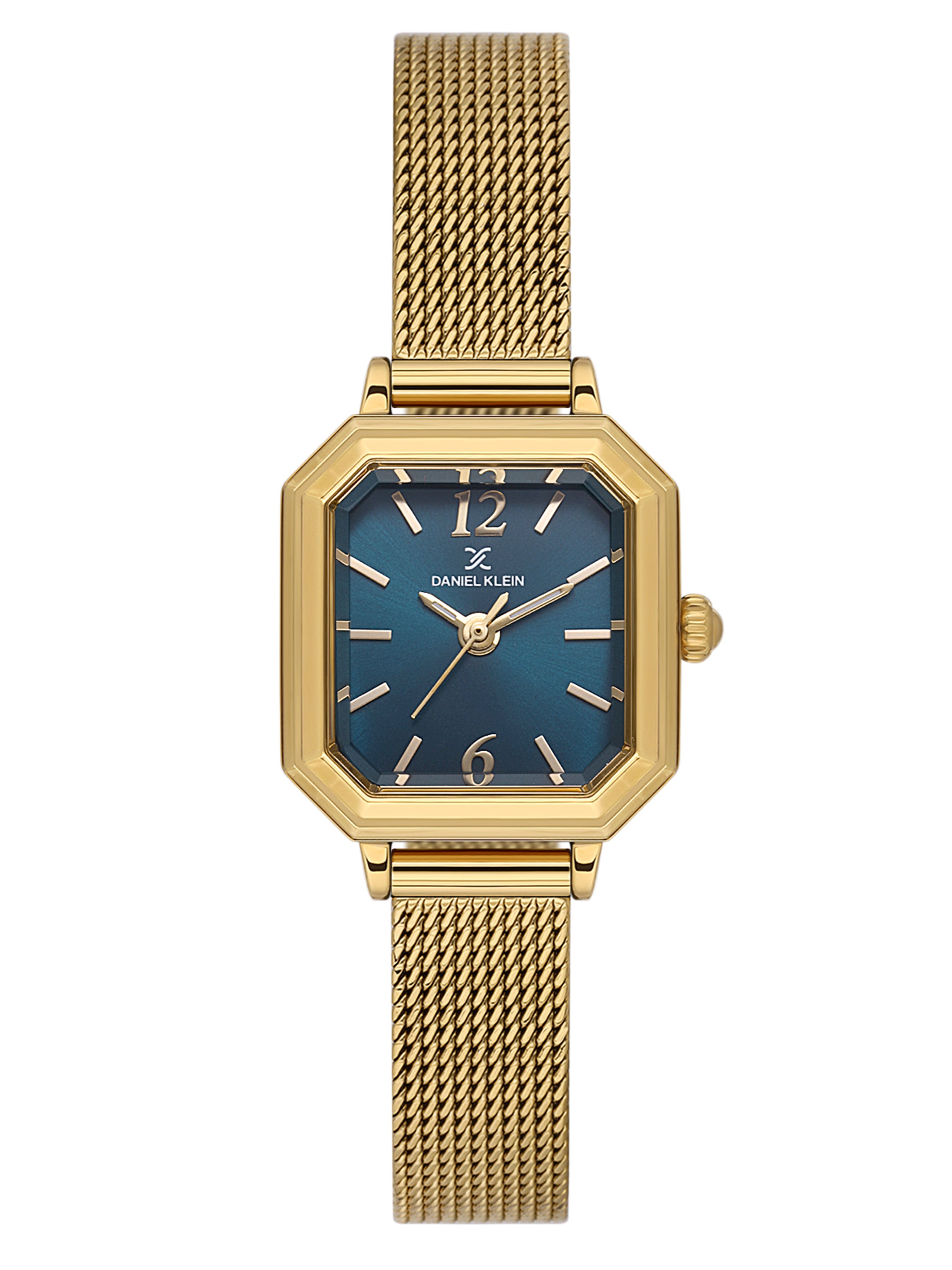 Daniel klein Premium Lady Blue Sunray Dial Gold Mesh Watch DK.1.13945-4