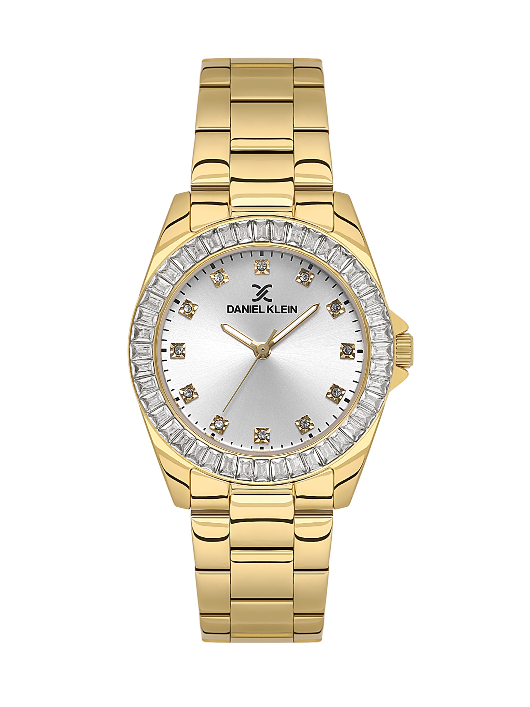 Daniel klein IPG Silver Sunray Dial Stone Watch for Women DK.1.13950-2