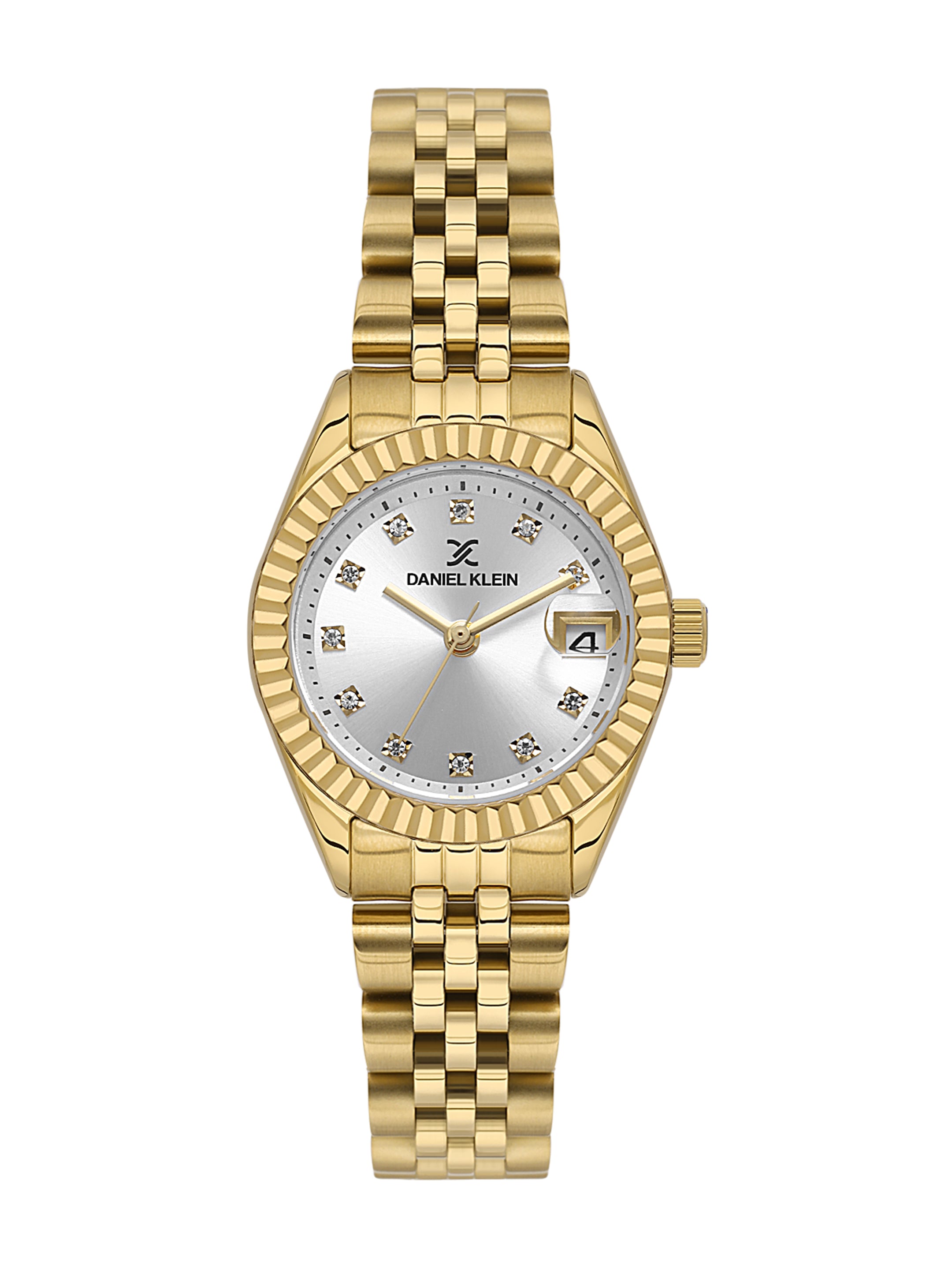Daniel klein Premium Lady Gold Silver Sunray Dial Stainless Steel Watch DK.1.13969-5