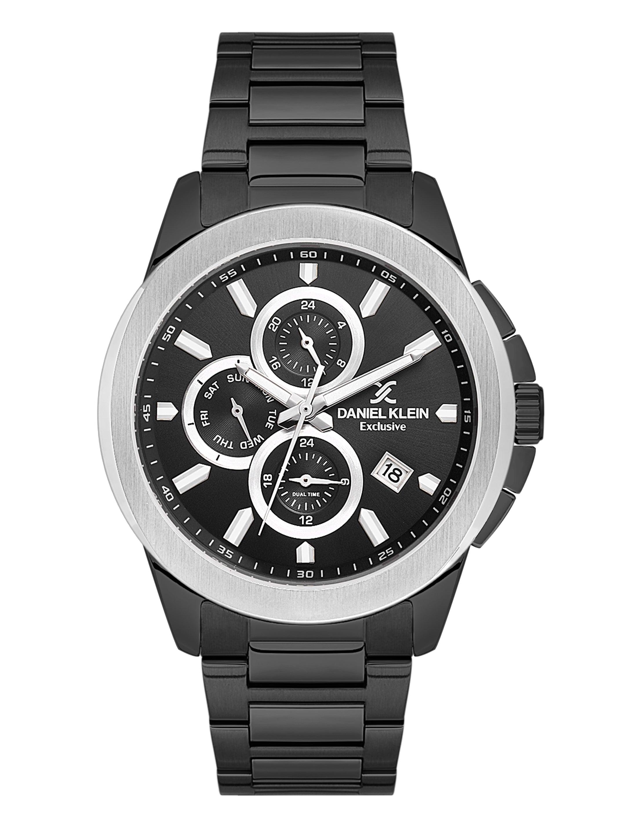Daniel Klein Men’s Gun Black Dial Stainless Steel Watch DK.1.13995-4