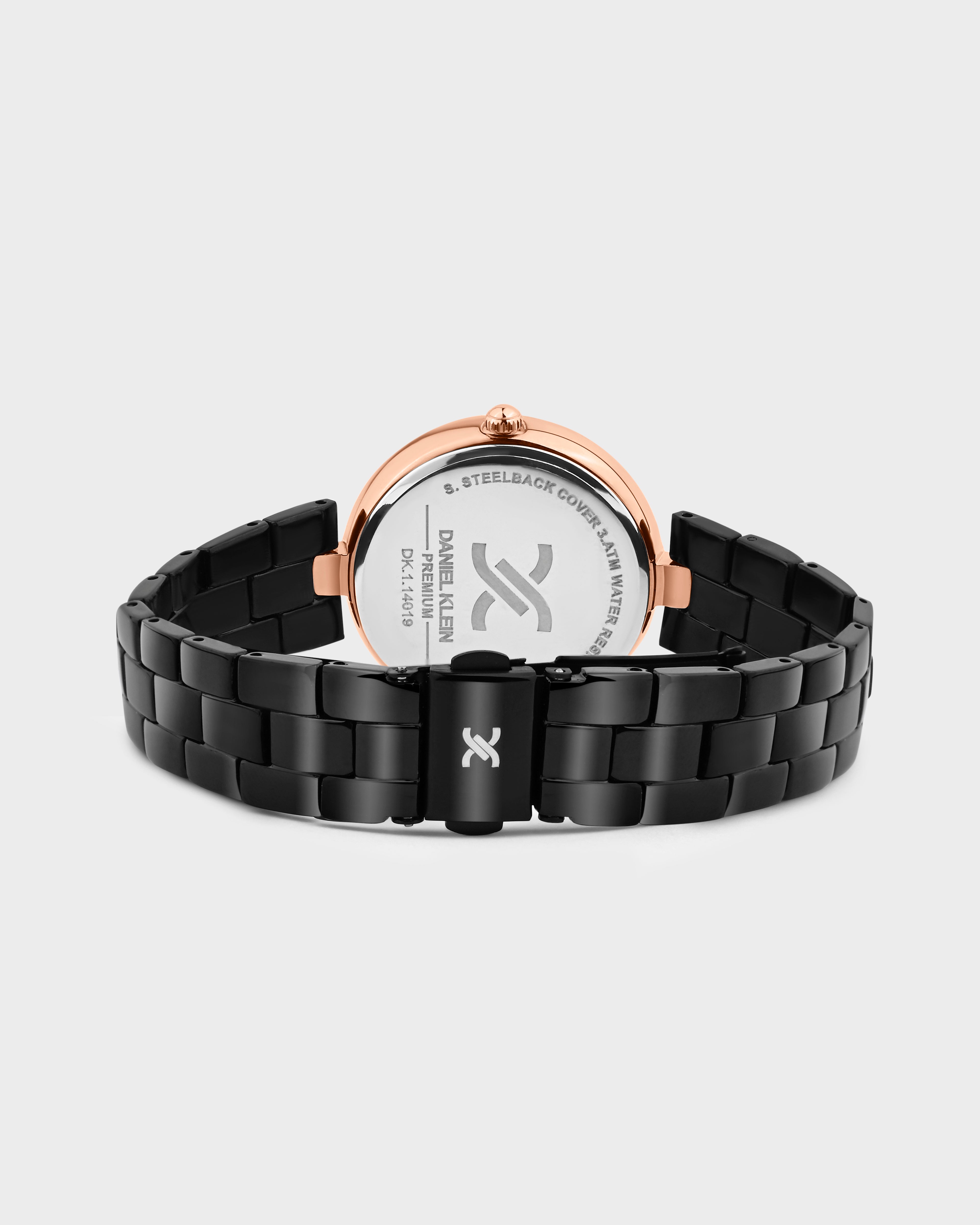 Night Black with Rose Gold Stones Studded Women Premium Watch