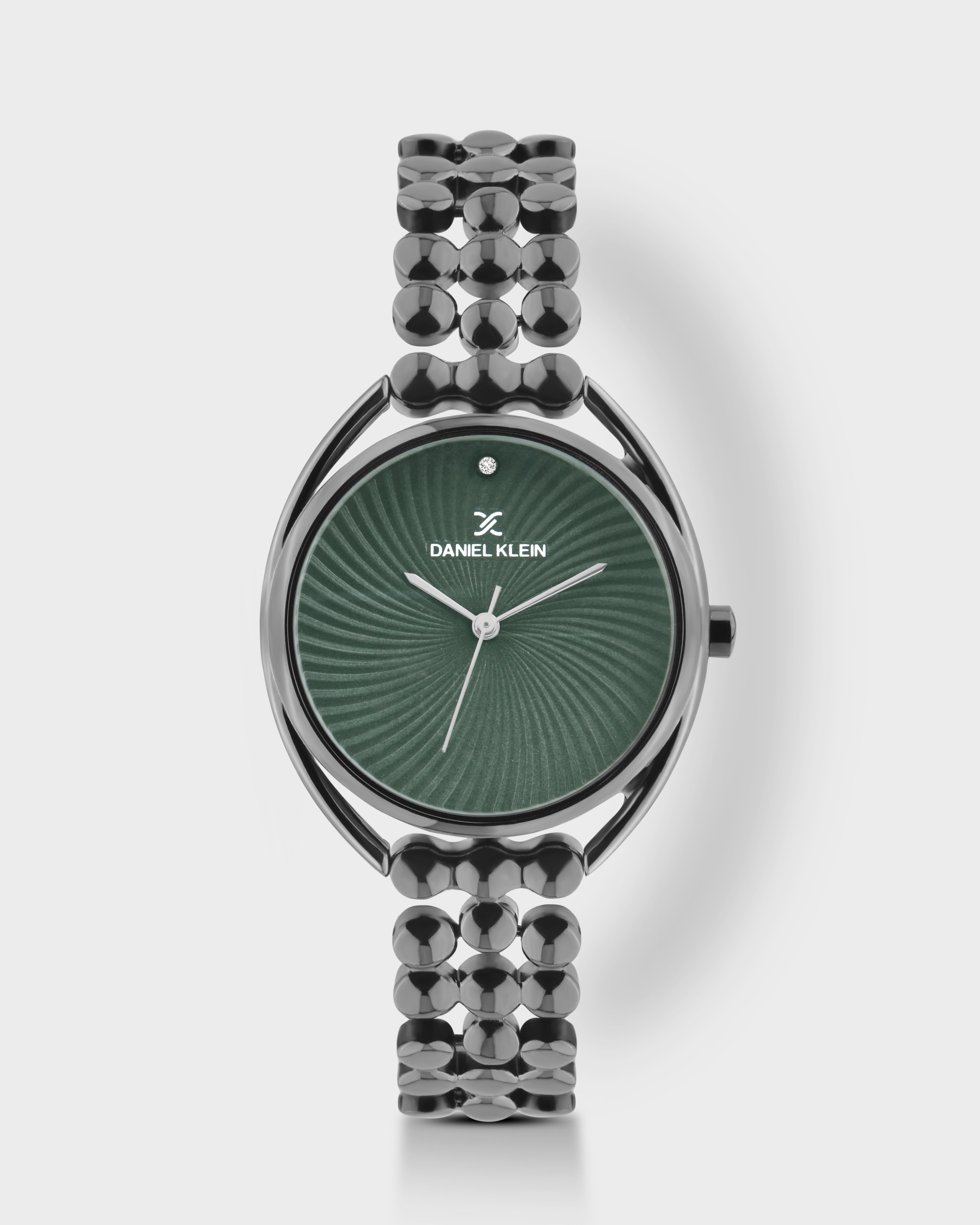 Gun Metal Strap with Green Dial Women Premium Watch