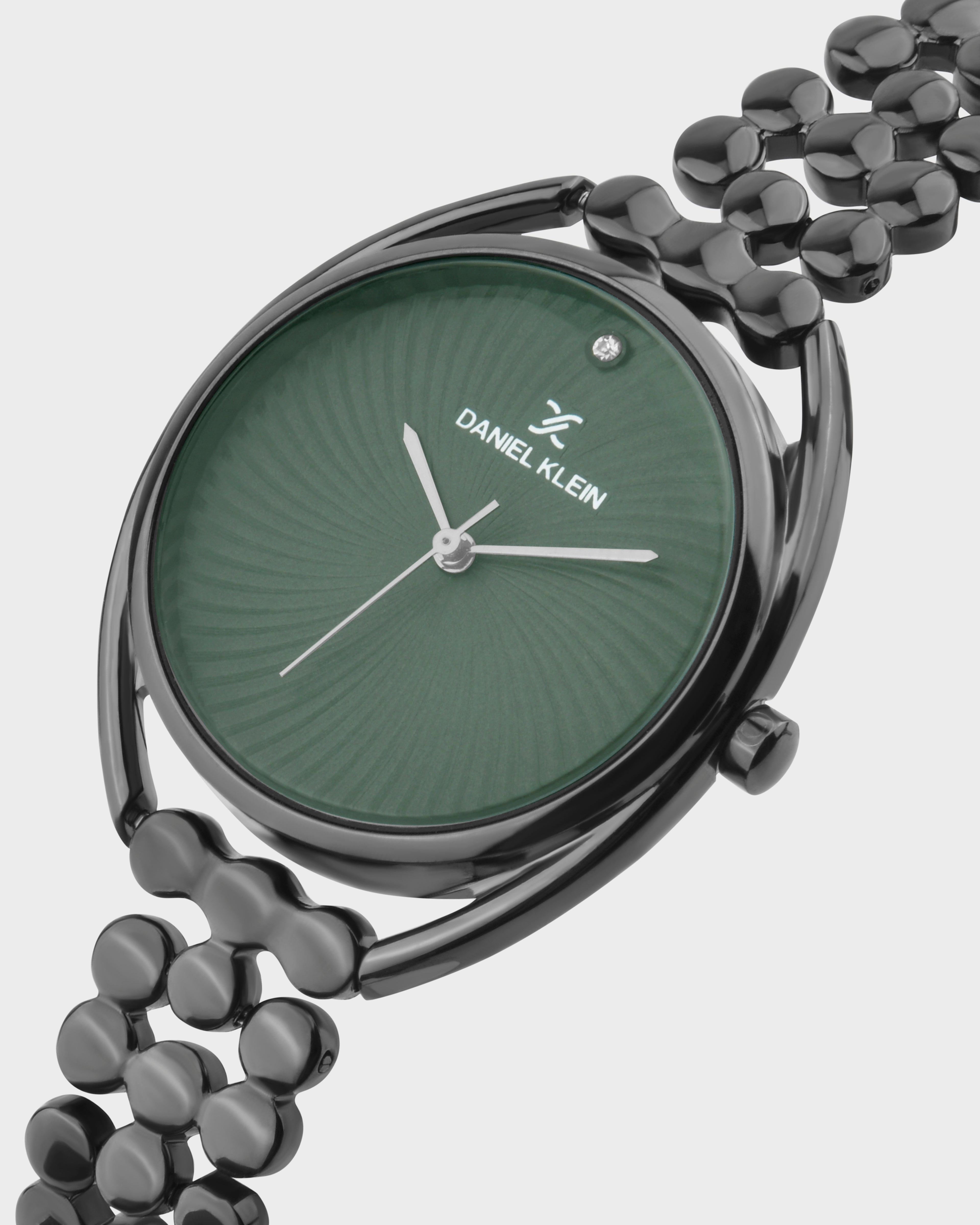 Gun Metal Strap with Green Dial Women Premium Watch