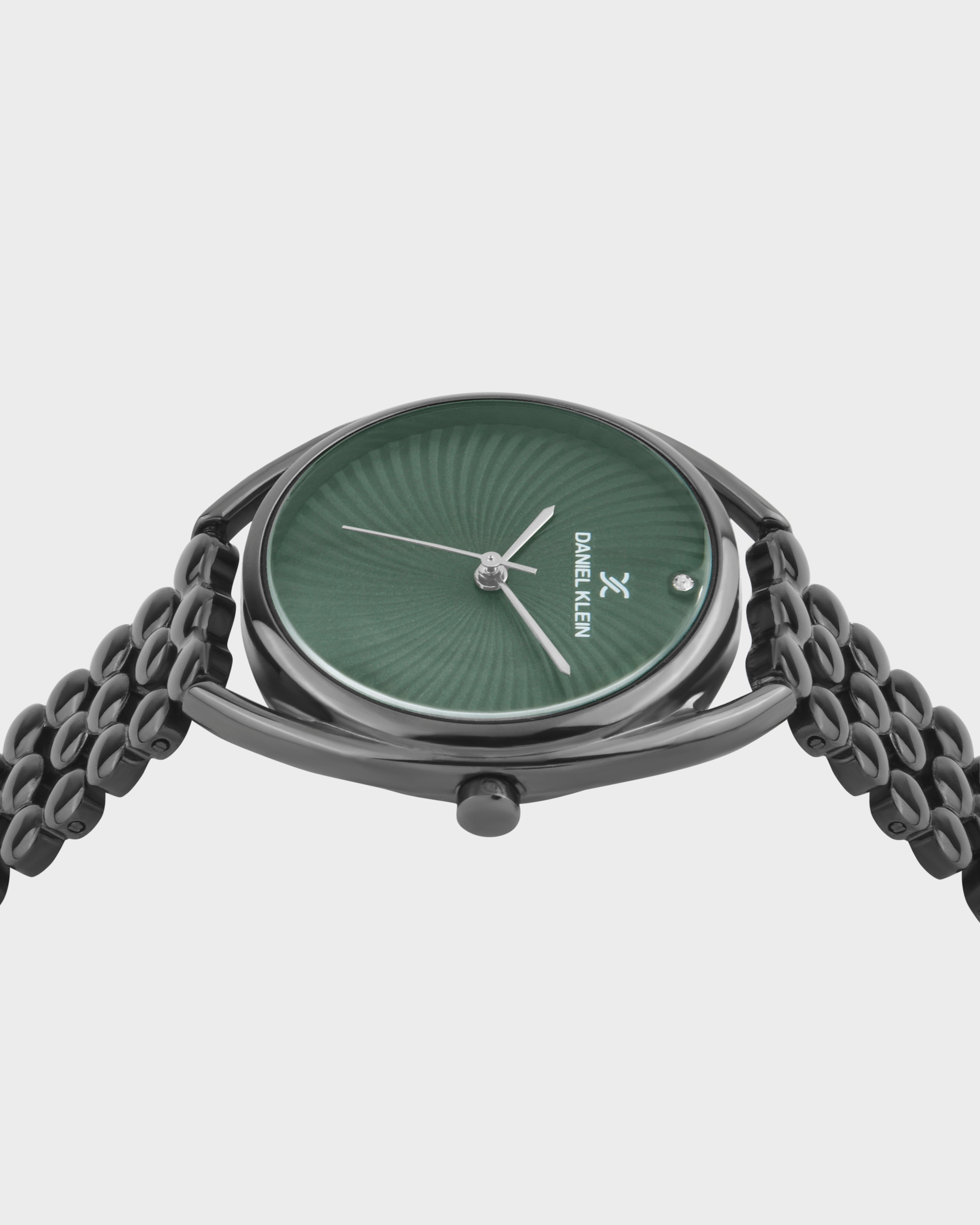Gun Metal Strap with Green Dial Women Premium Watch