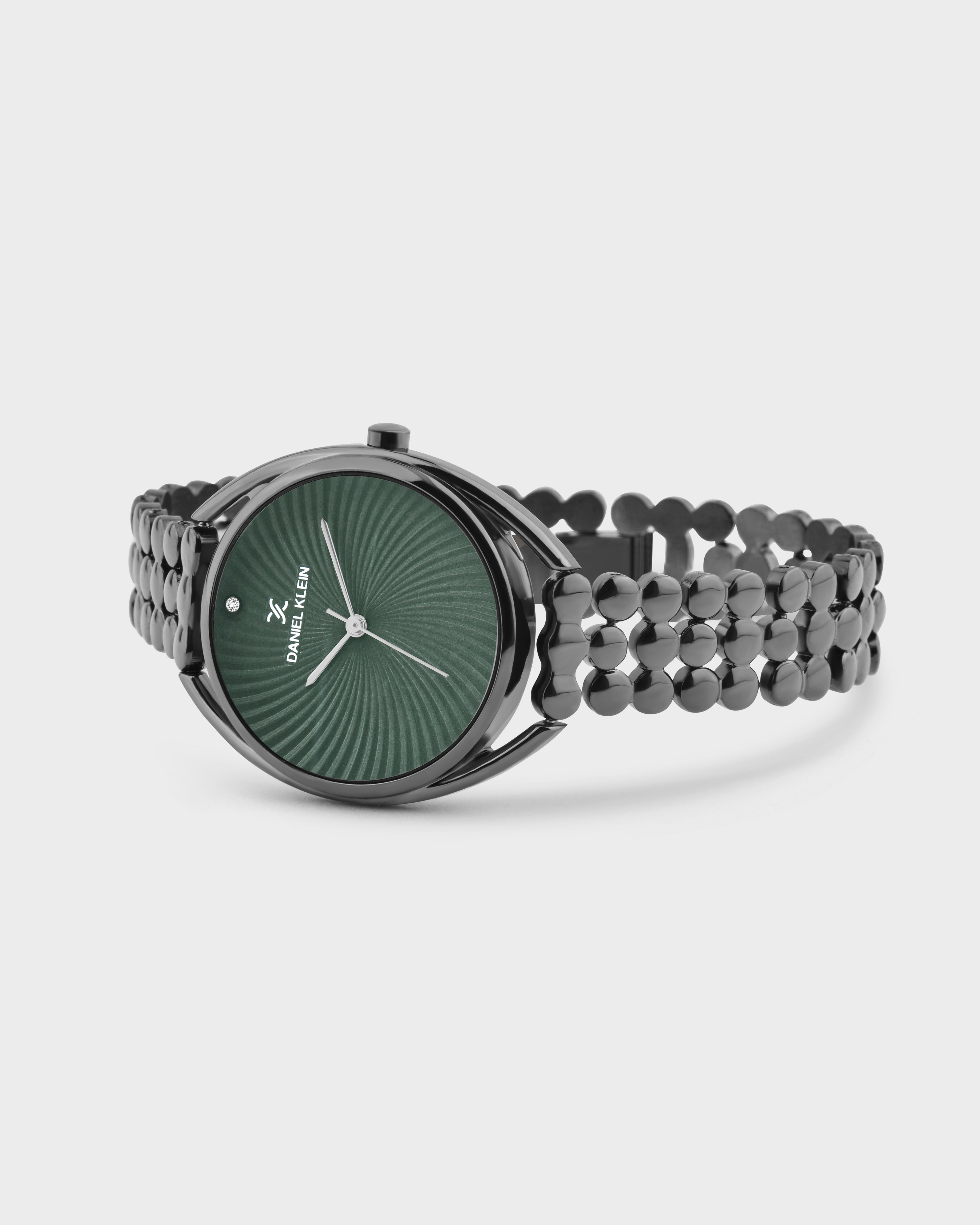 Gun Metal Strap with Green Dial Women Premium Watch
