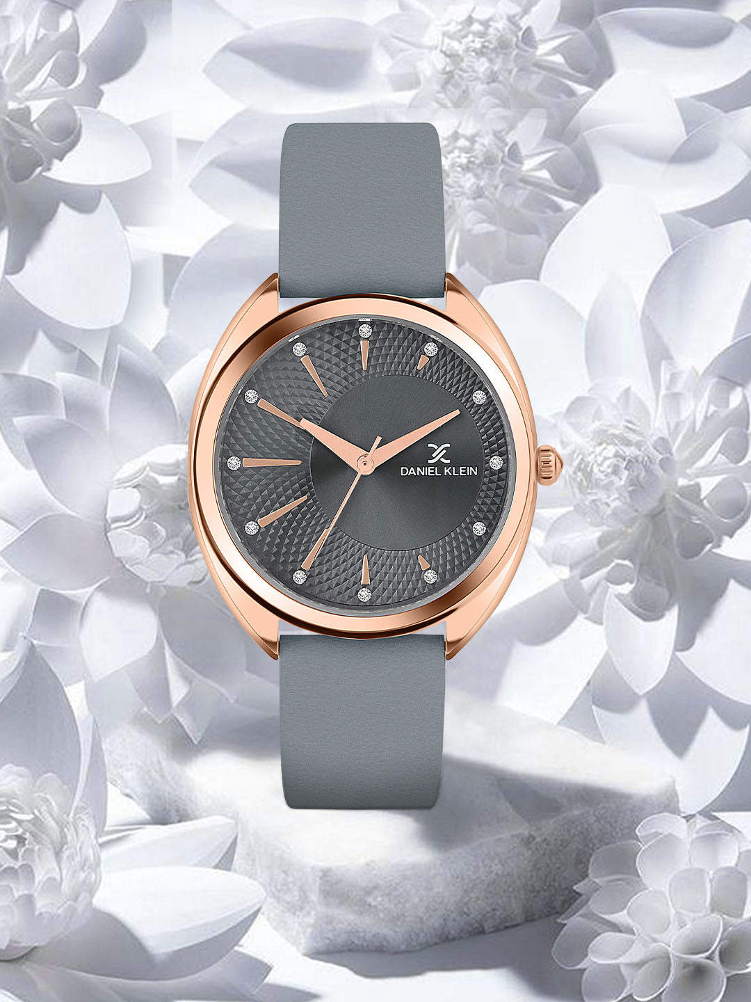 Grey Soft Leather Band with Rose Gold Case Women Premium Watch