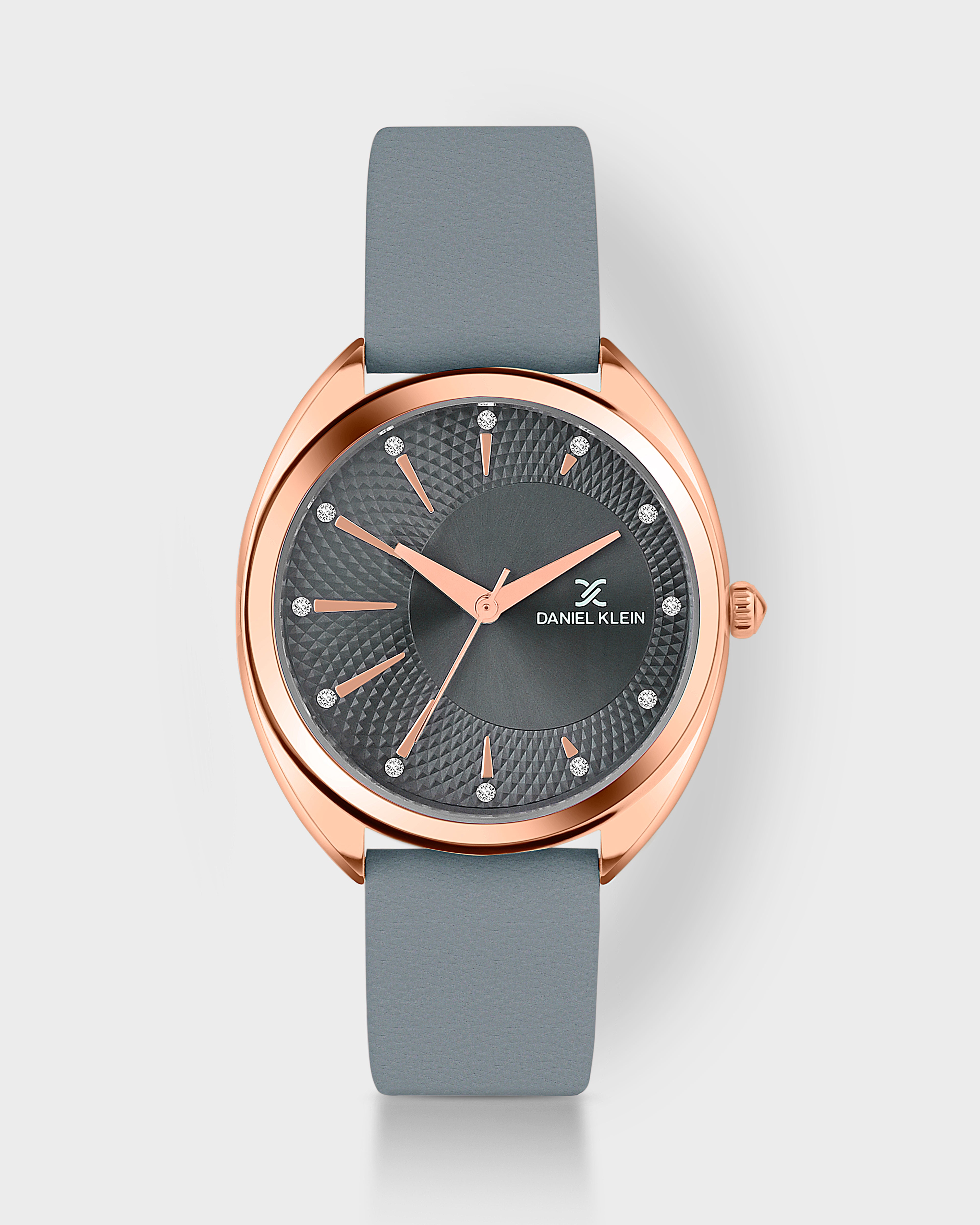 Grey Soft Leather Band with Rose Gold Case Women Premium Watch DK.1.14021-2