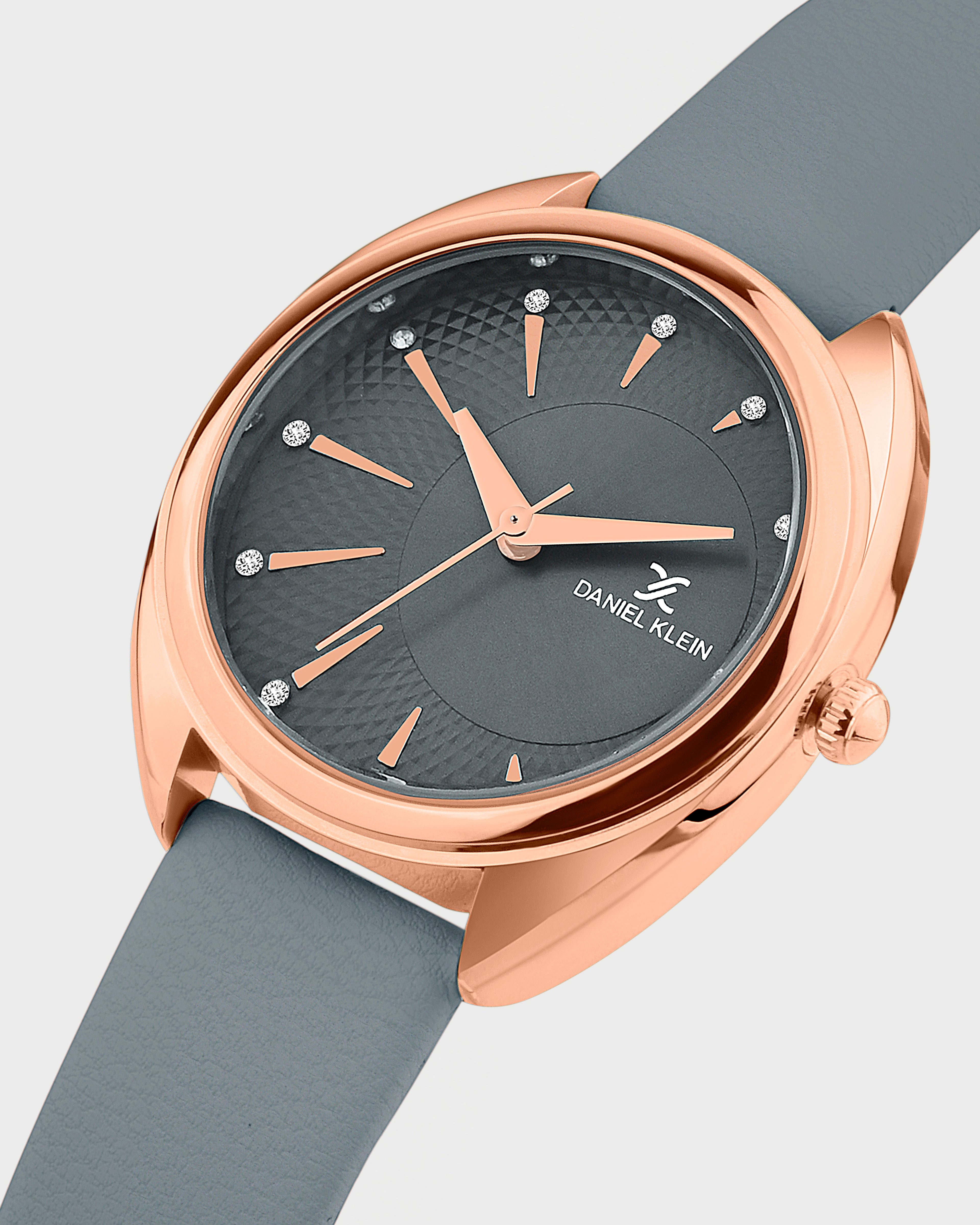 Grey Soft Leather Band with Rose Gold Case Women Premium Watch DK.1.14021-2