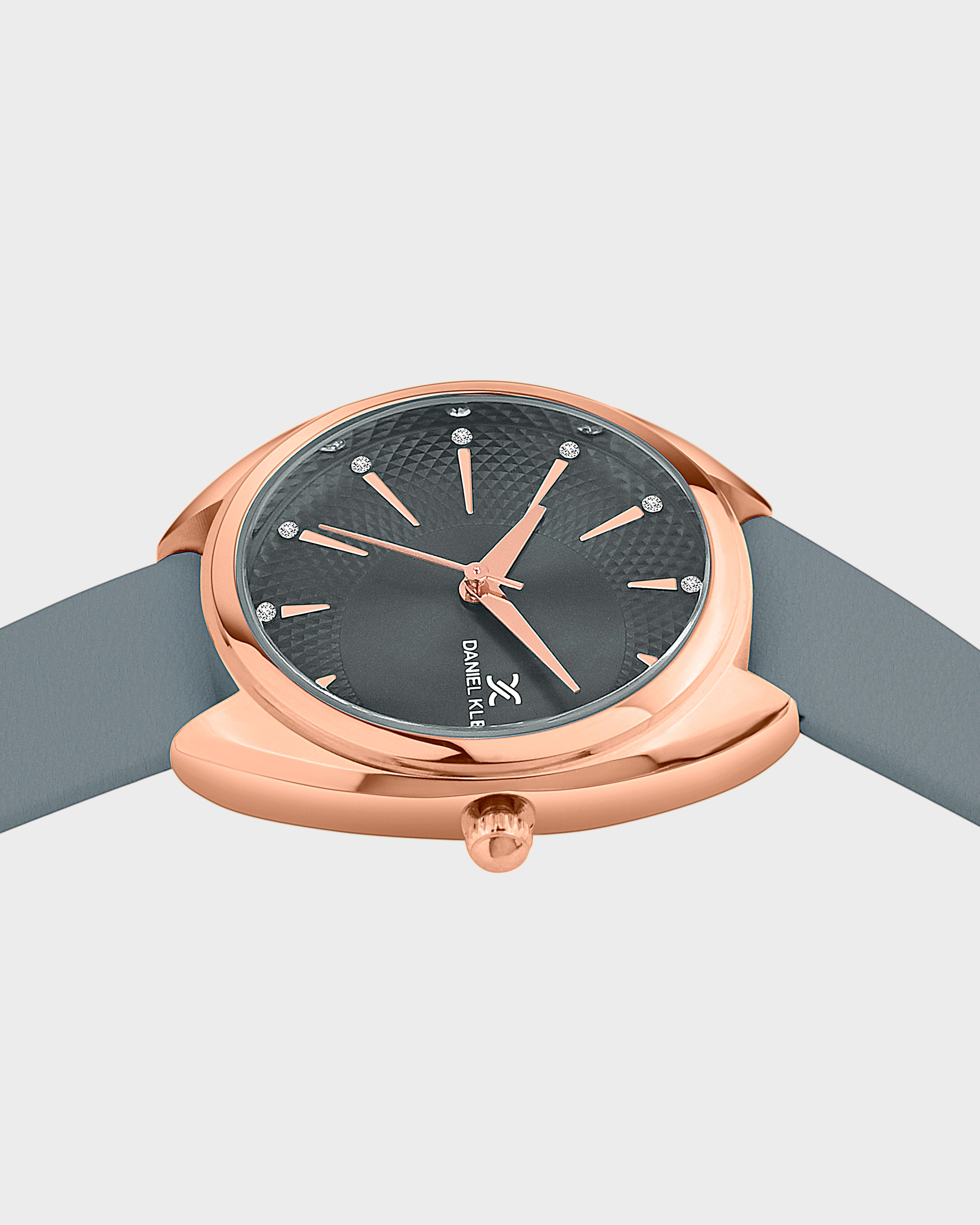 Grey Soft Leather Band with Rose Gold Case Women Premium Watch