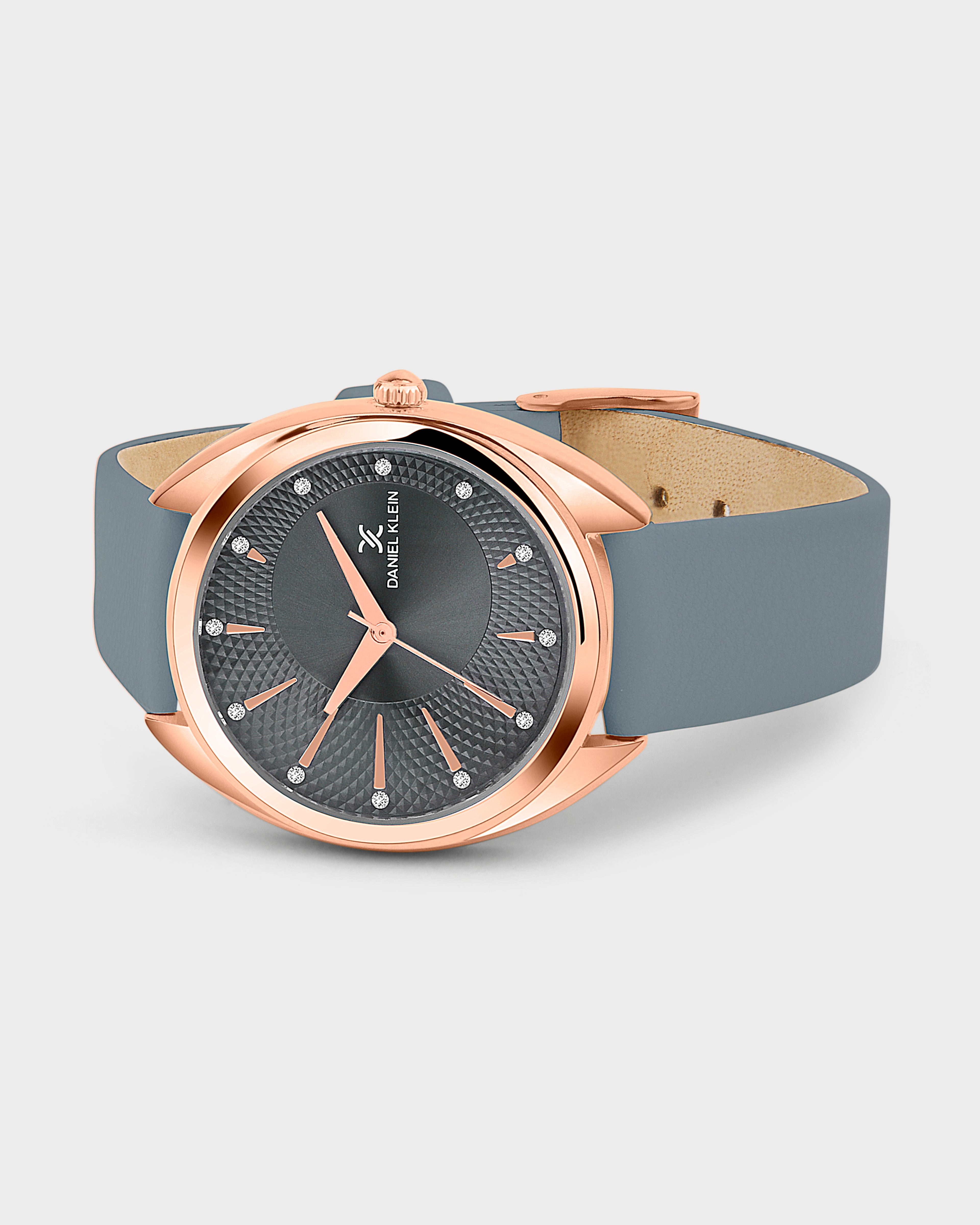 Grey Soft Leather Band with Rose Gold Case Women Premium Watch DK.1.14021-2