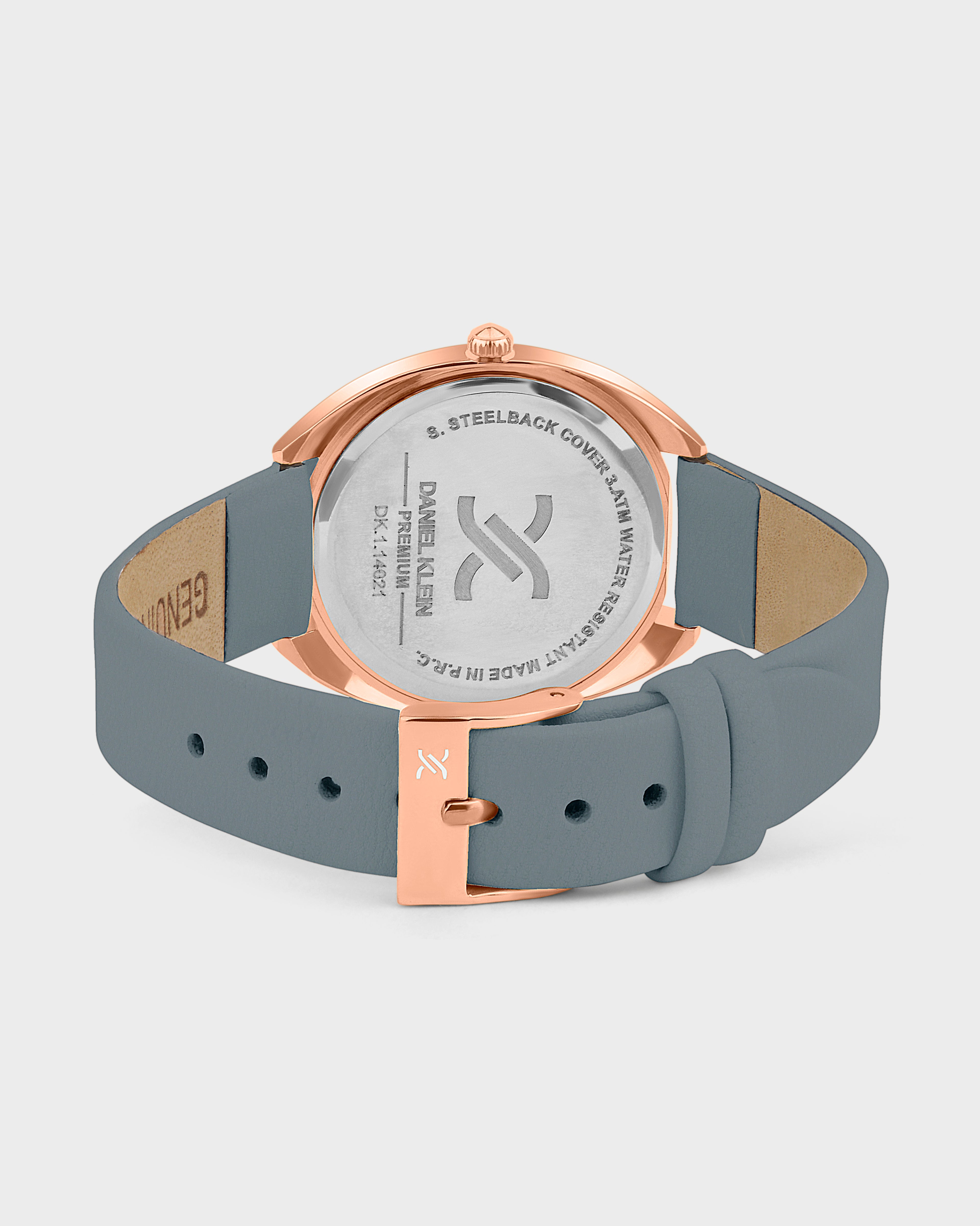 Grey Soft Leather Band with Rose Gold Case Women Premium Watch DK.1.14021-2