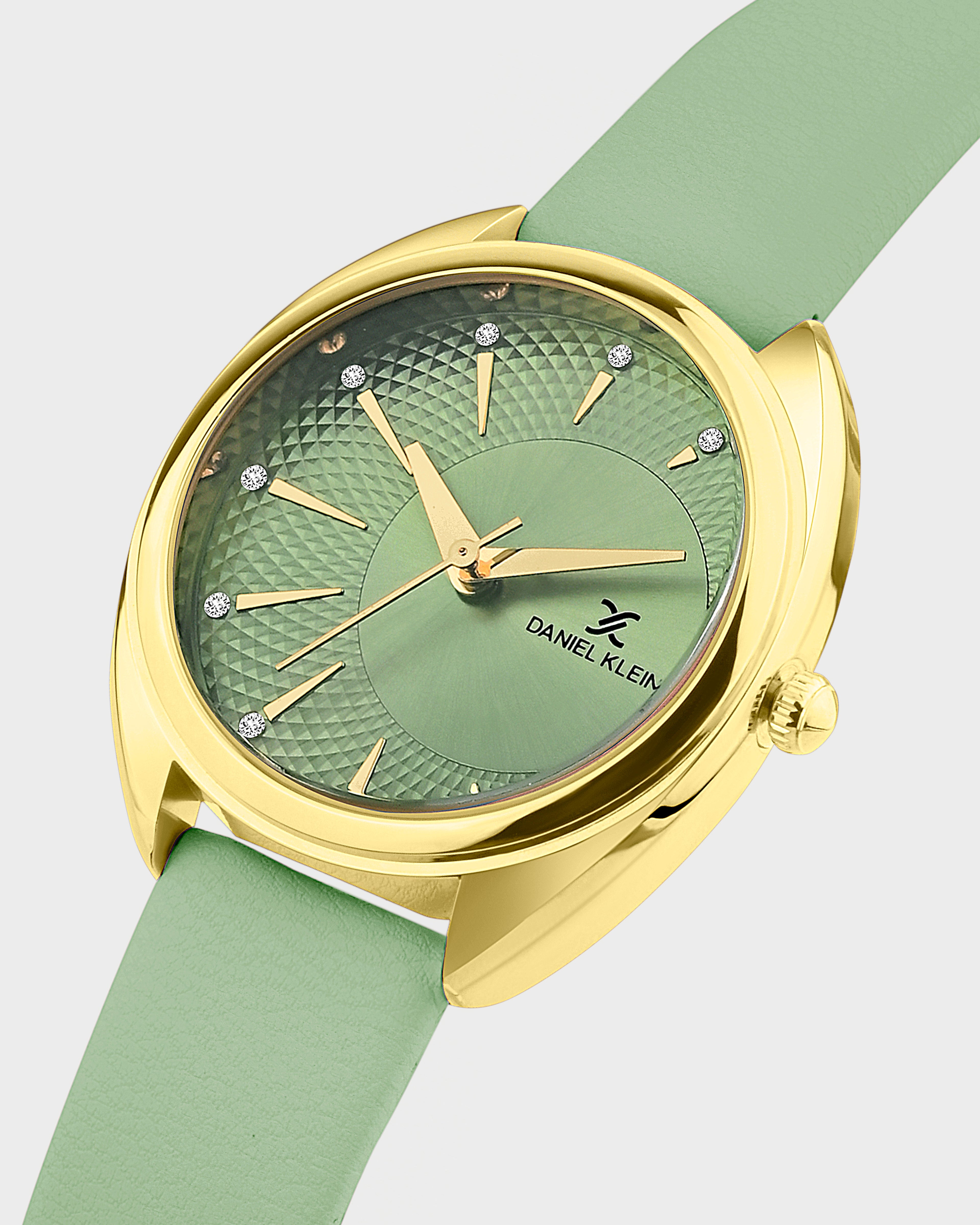 Green Soft Leather Band with Gold Case Women Premium Watch DK.1.14021-3