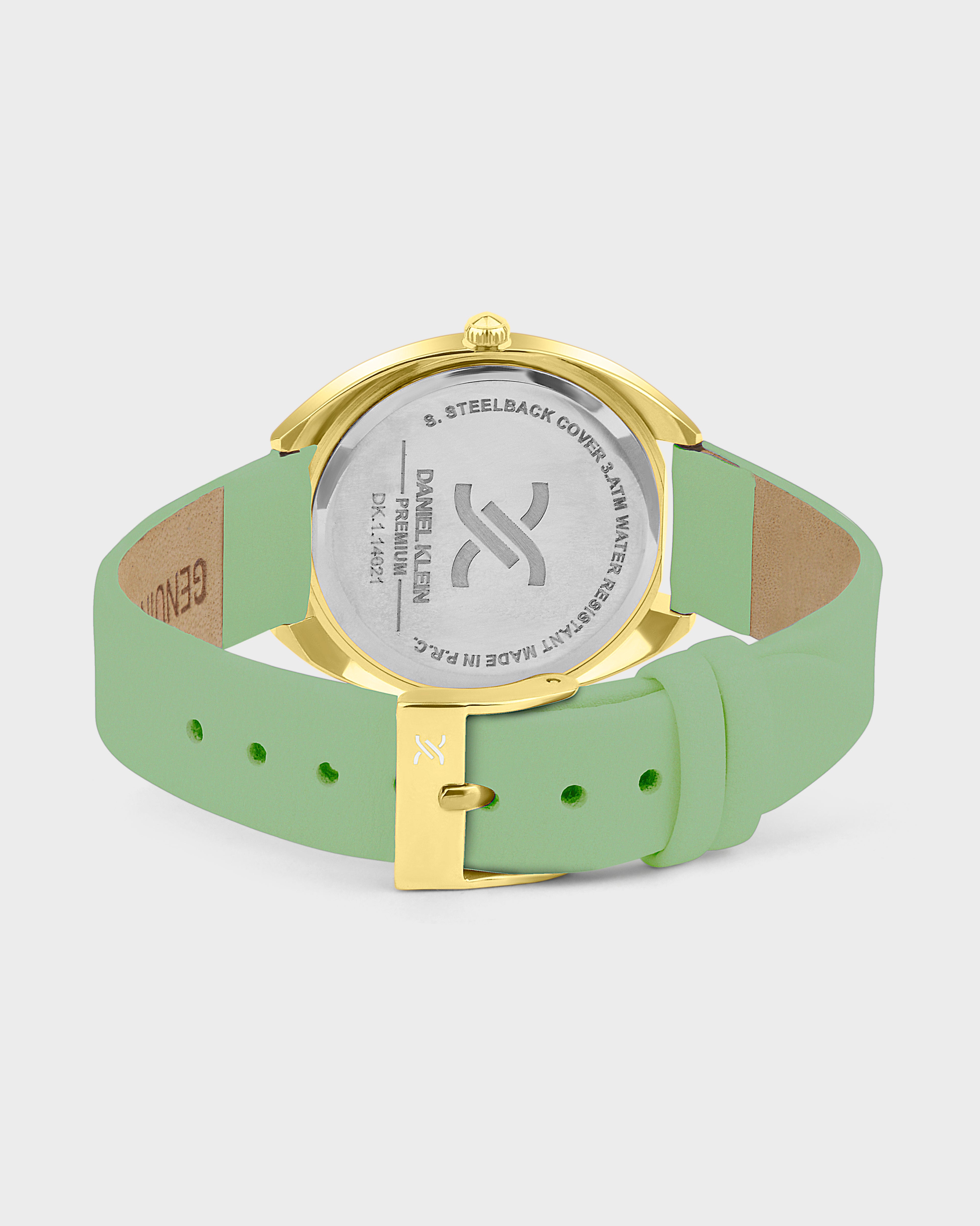 Green Soft Leather Band with Gold Case Women Premium Watch DK.1.14021-3