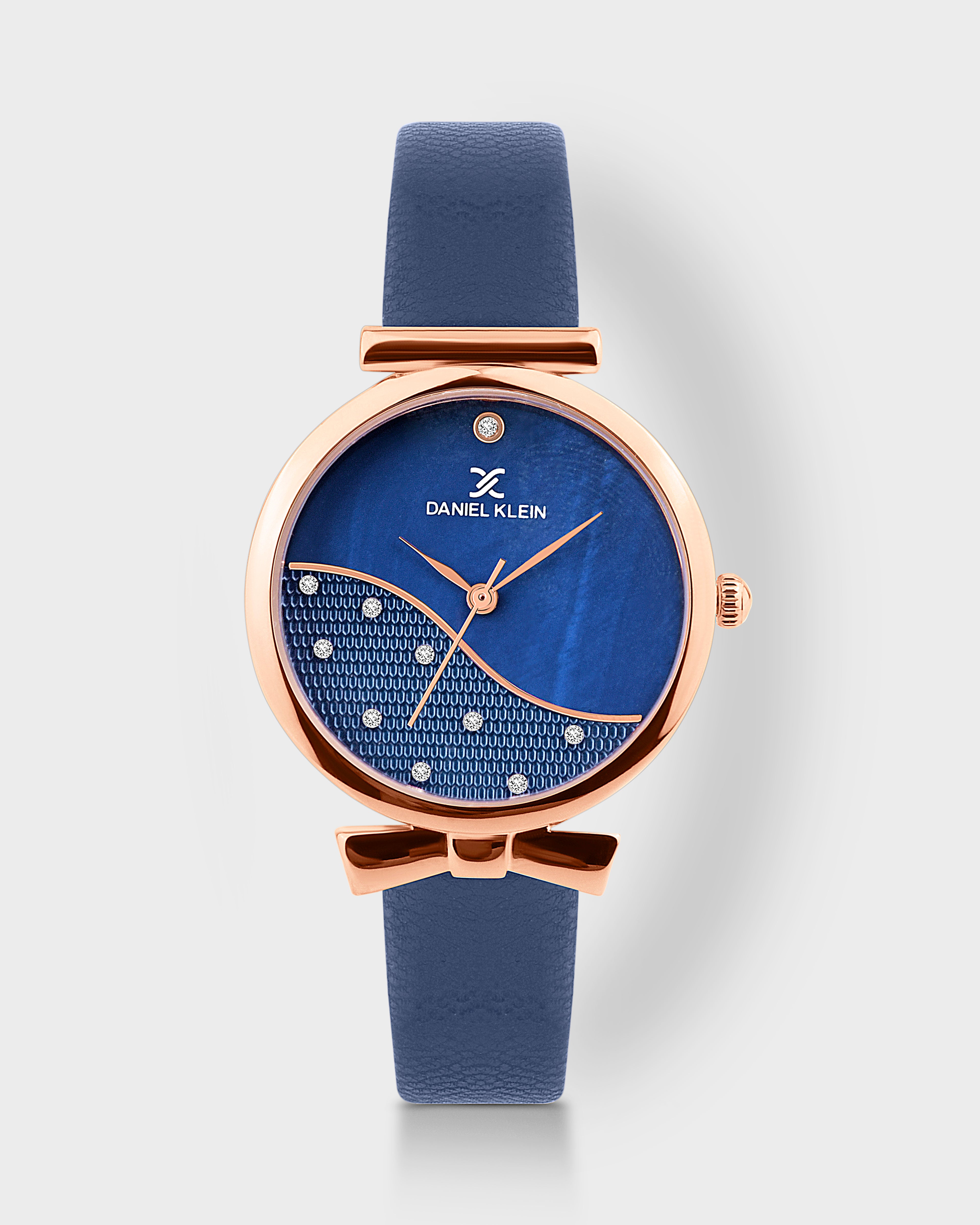 Navy Blue Minimal Strap with Bow Shape Lug Women Premium Watch DK.1.14022-3