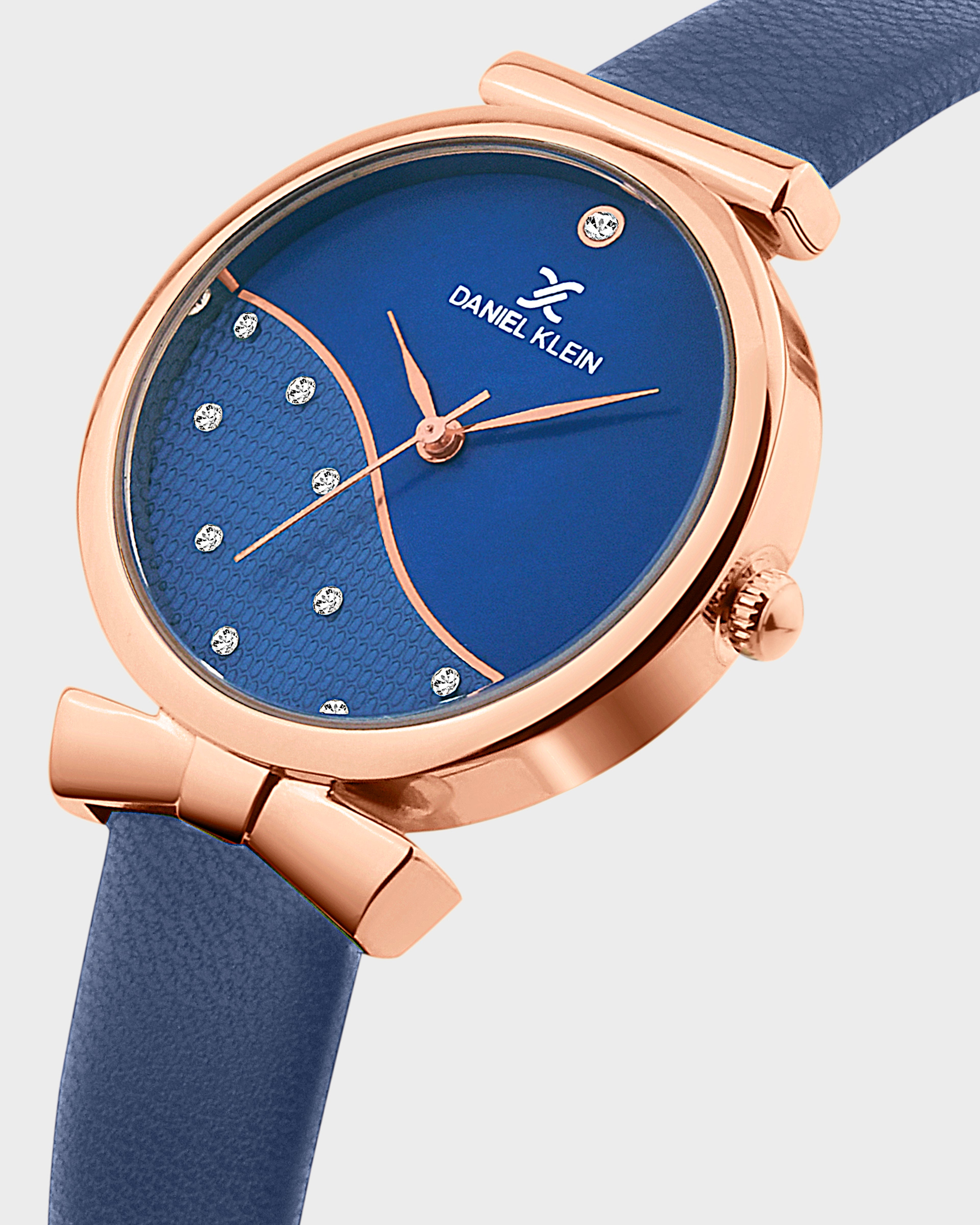 Navy Blue Minimal Strap with Bow Shape Lug Women Premium Watch DK.1.14022-3
