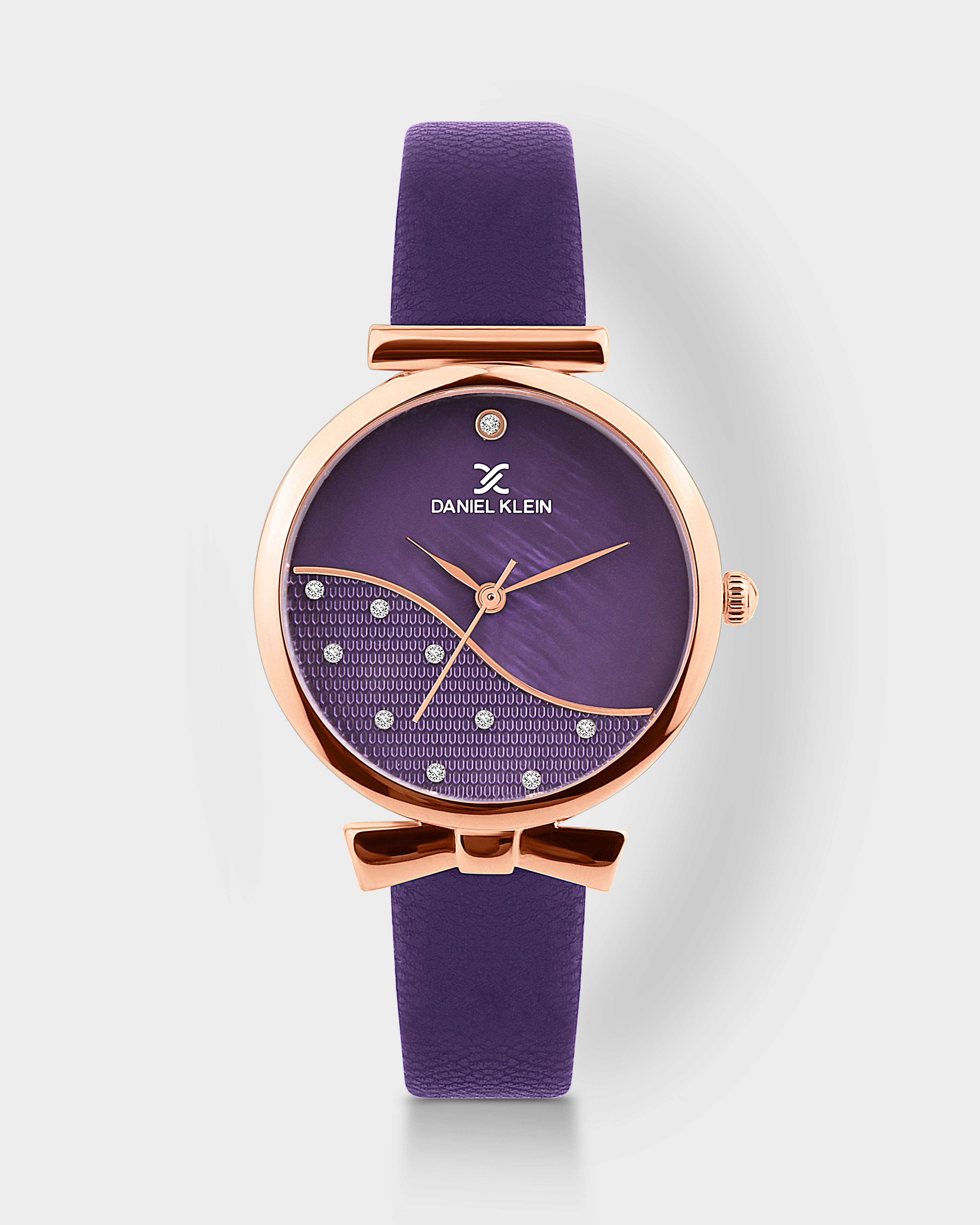Purple Minimal Strap with Bow Shape Lug Women Premium Watch DK.1.14022-4