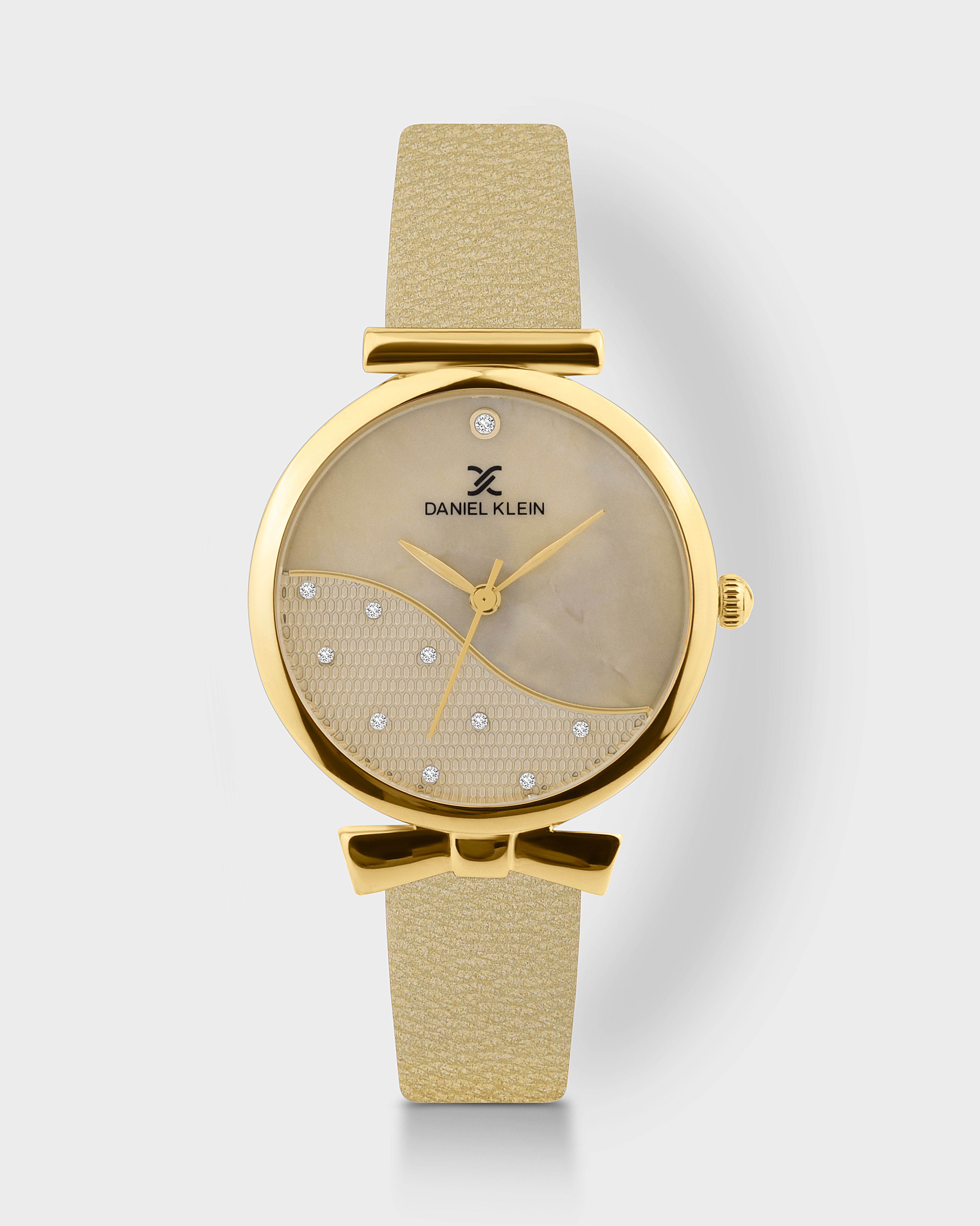 Beige Strap with Bow Shape Lug Women Premium Watch