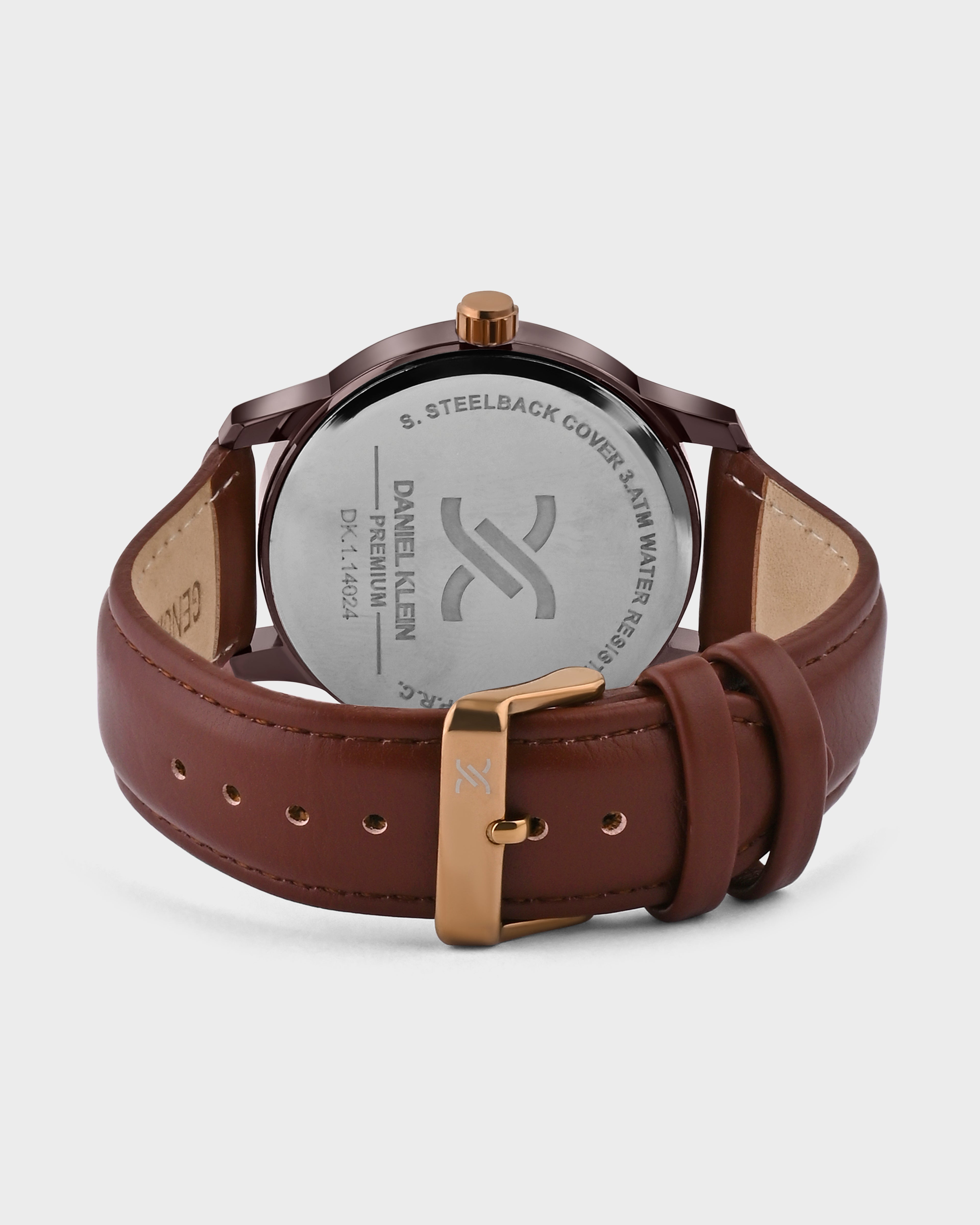 Brown Leather Strap Day Dated Men Watch