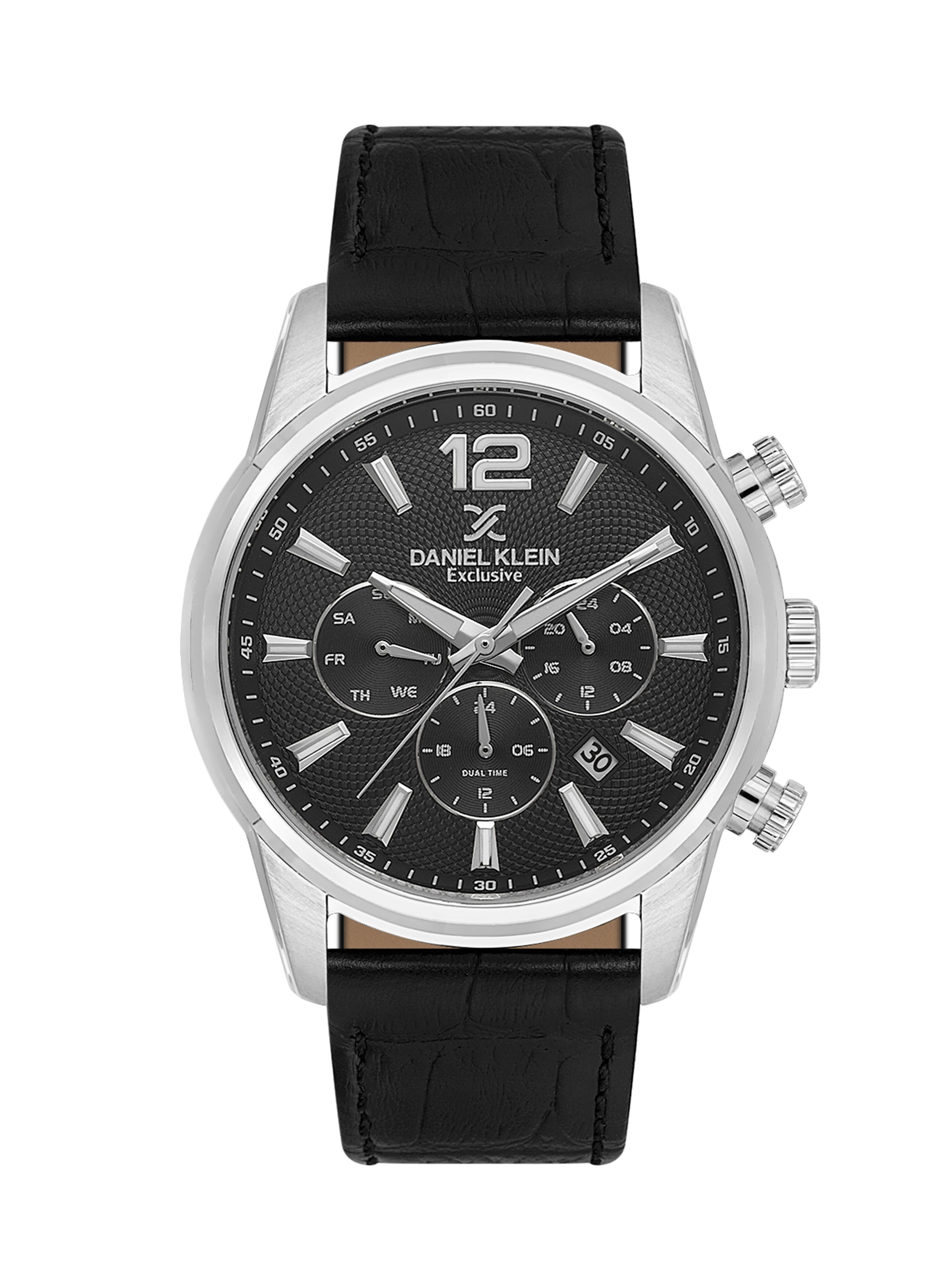 Daniel Klein Men’s Black Dial Black Leather Watch DK.1.14063-1