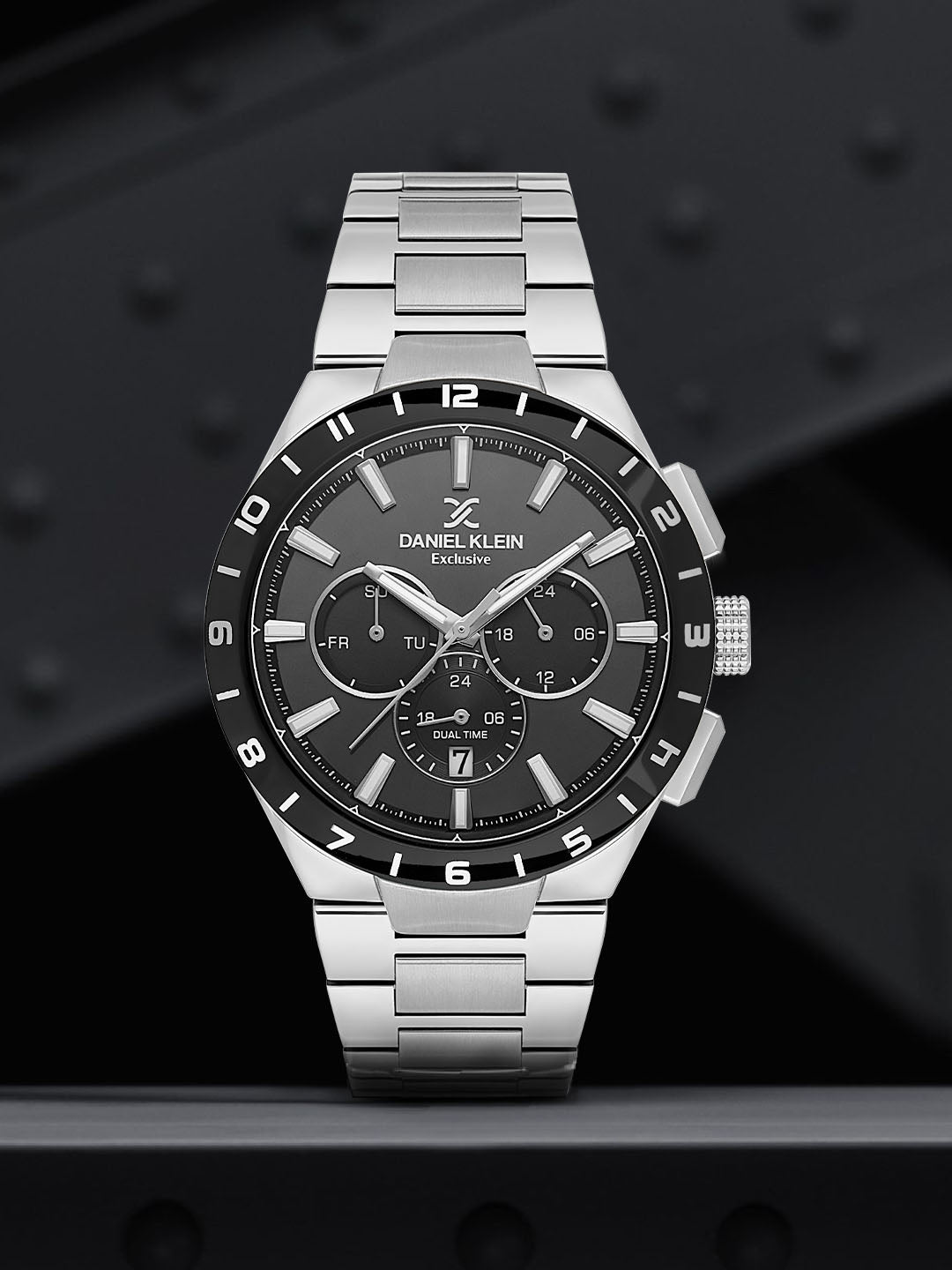 Daniel Klein Men’s Black Dial Stainless Steel Watch DK.1.14079-1