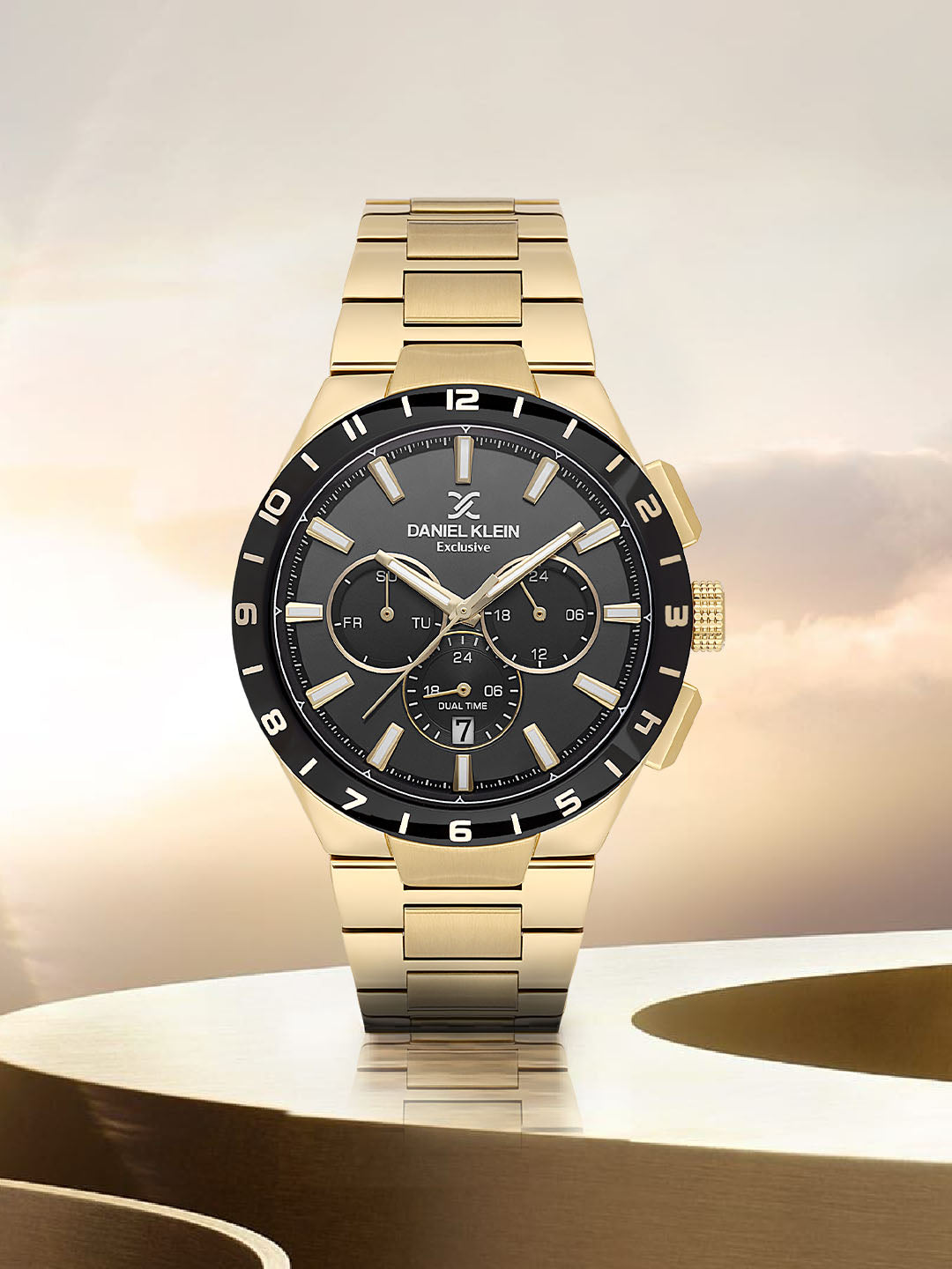 Daniel Klein Men’s Black Dial Stainless Steel Watch DK.1.14079-5