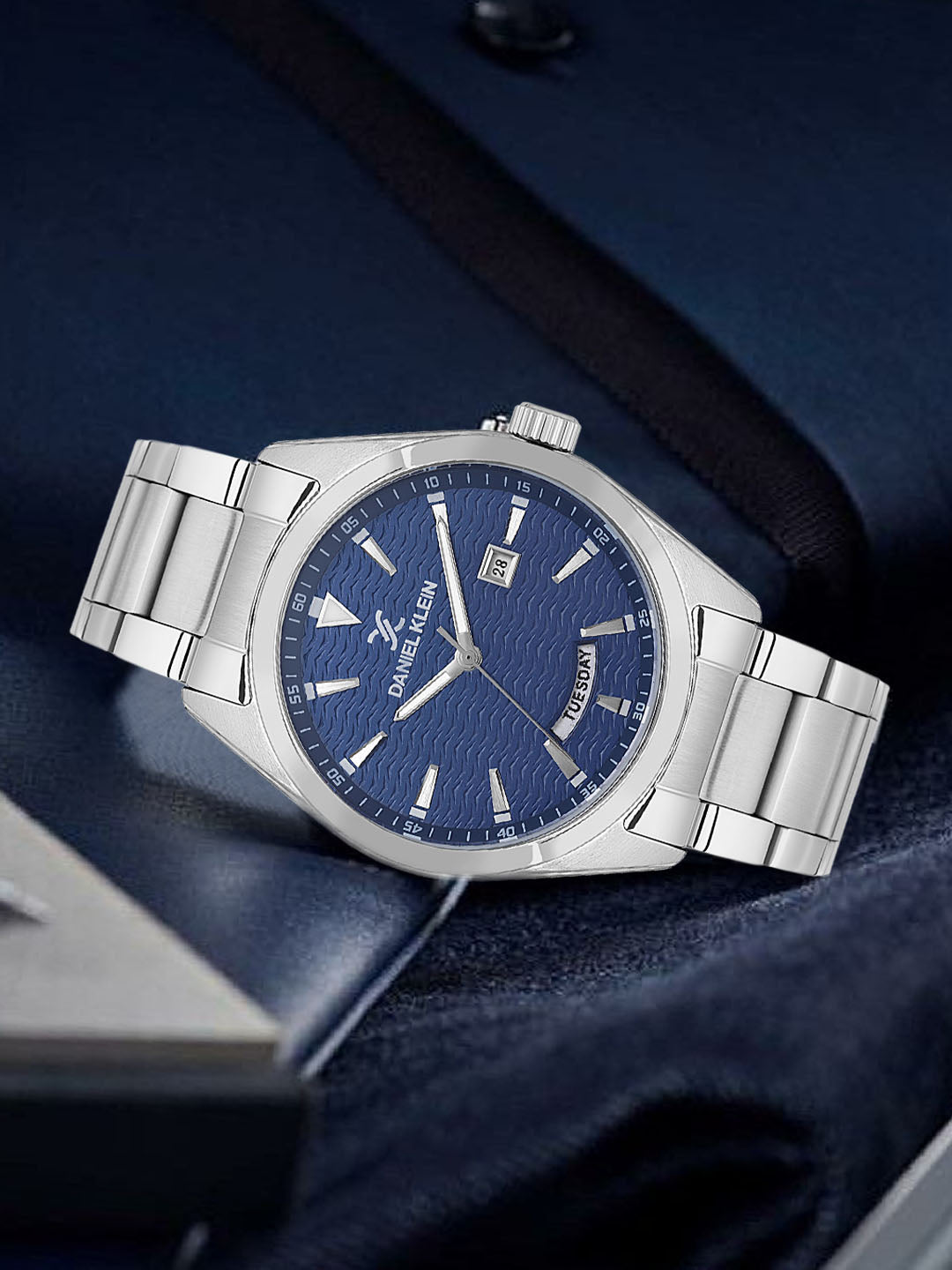 Daniel klein IPS Dark Blue Emboss Dial Watch for Men DK.1.14087-2