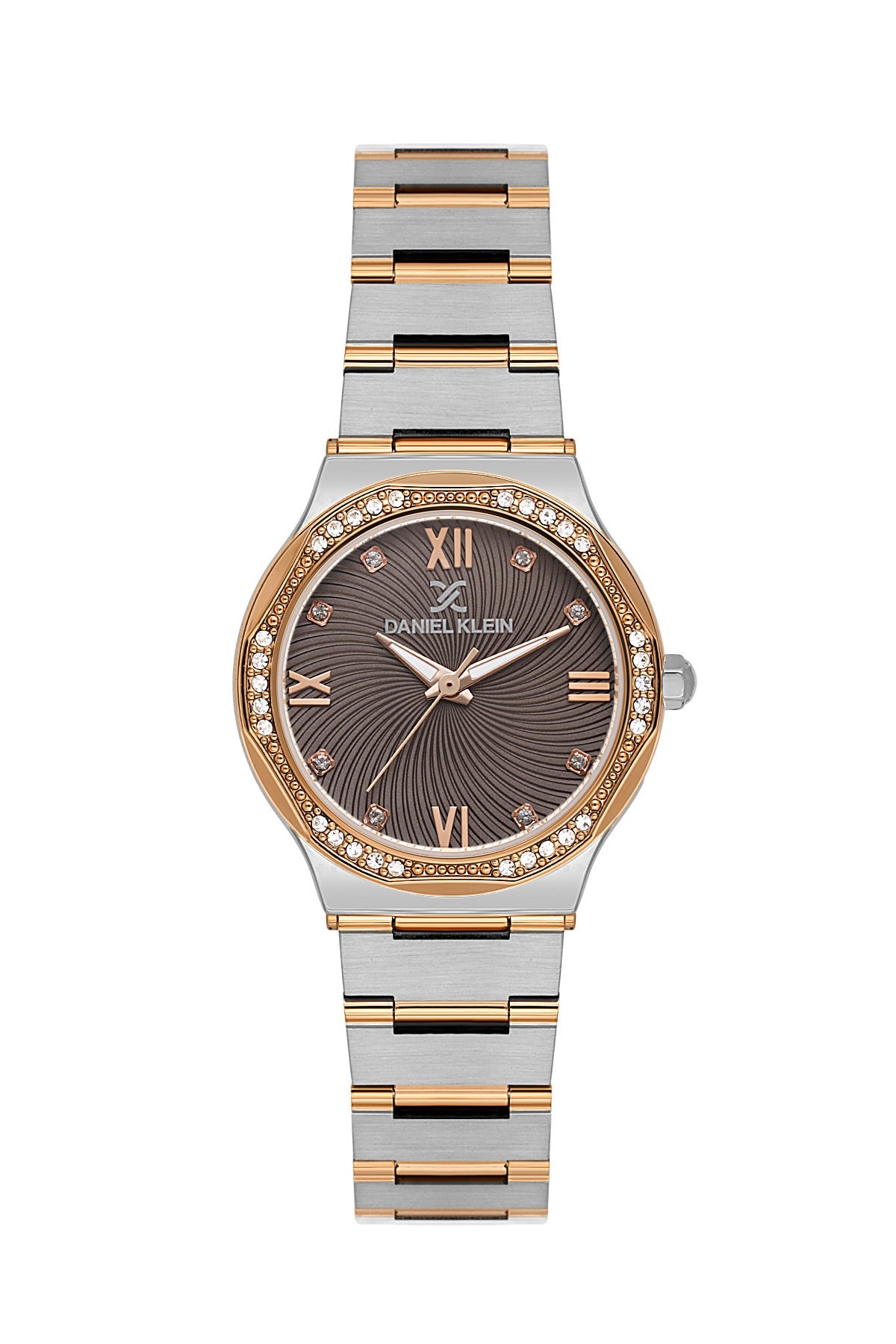 Daniel Klein Warm Grey Dial Silver–Rose Gold Strap Women’s Analog Watch DK.1.14101-6
