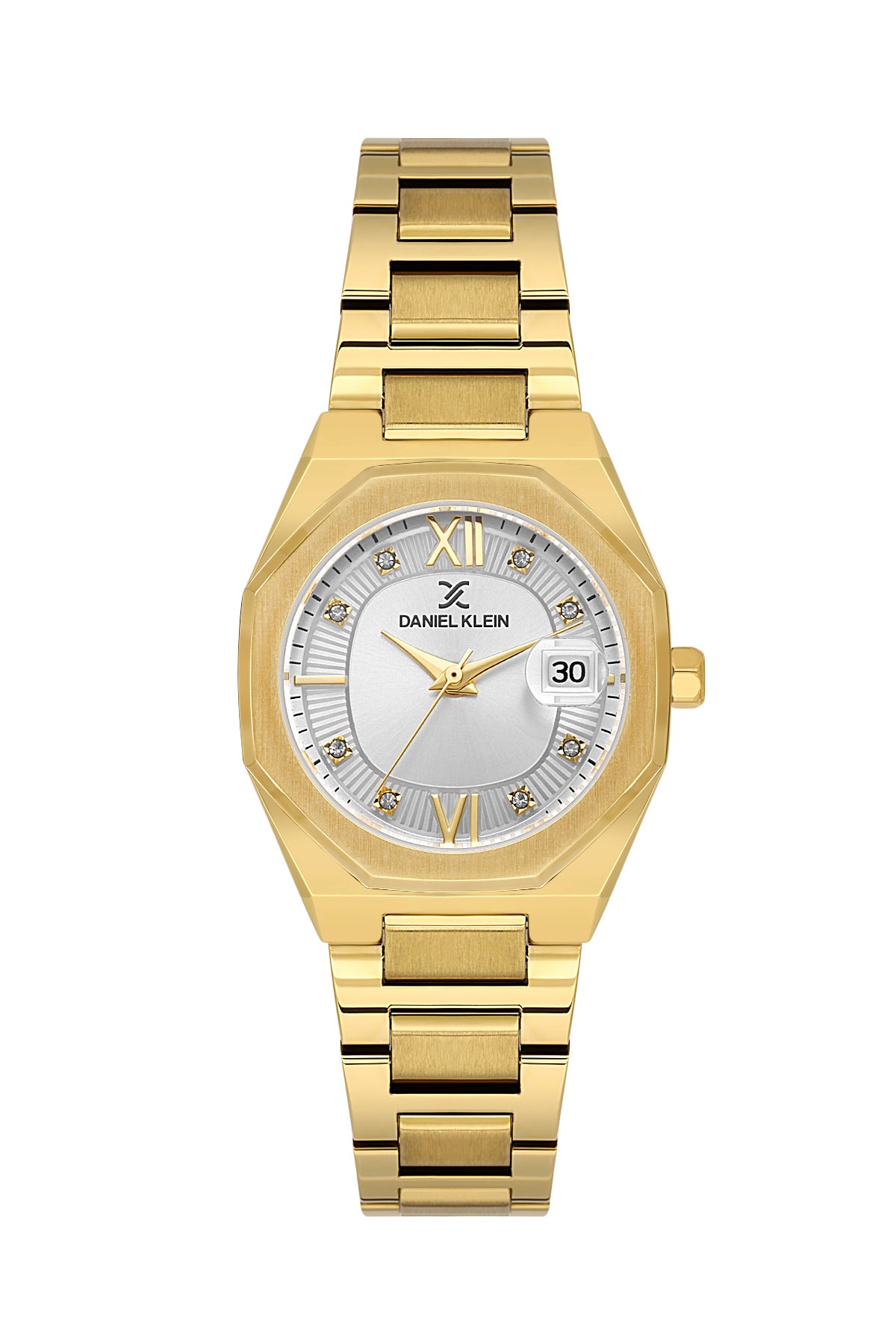 Daniel Klein Silver Dial Gold Strap Women’s Analog Watch DK.1.14109-2