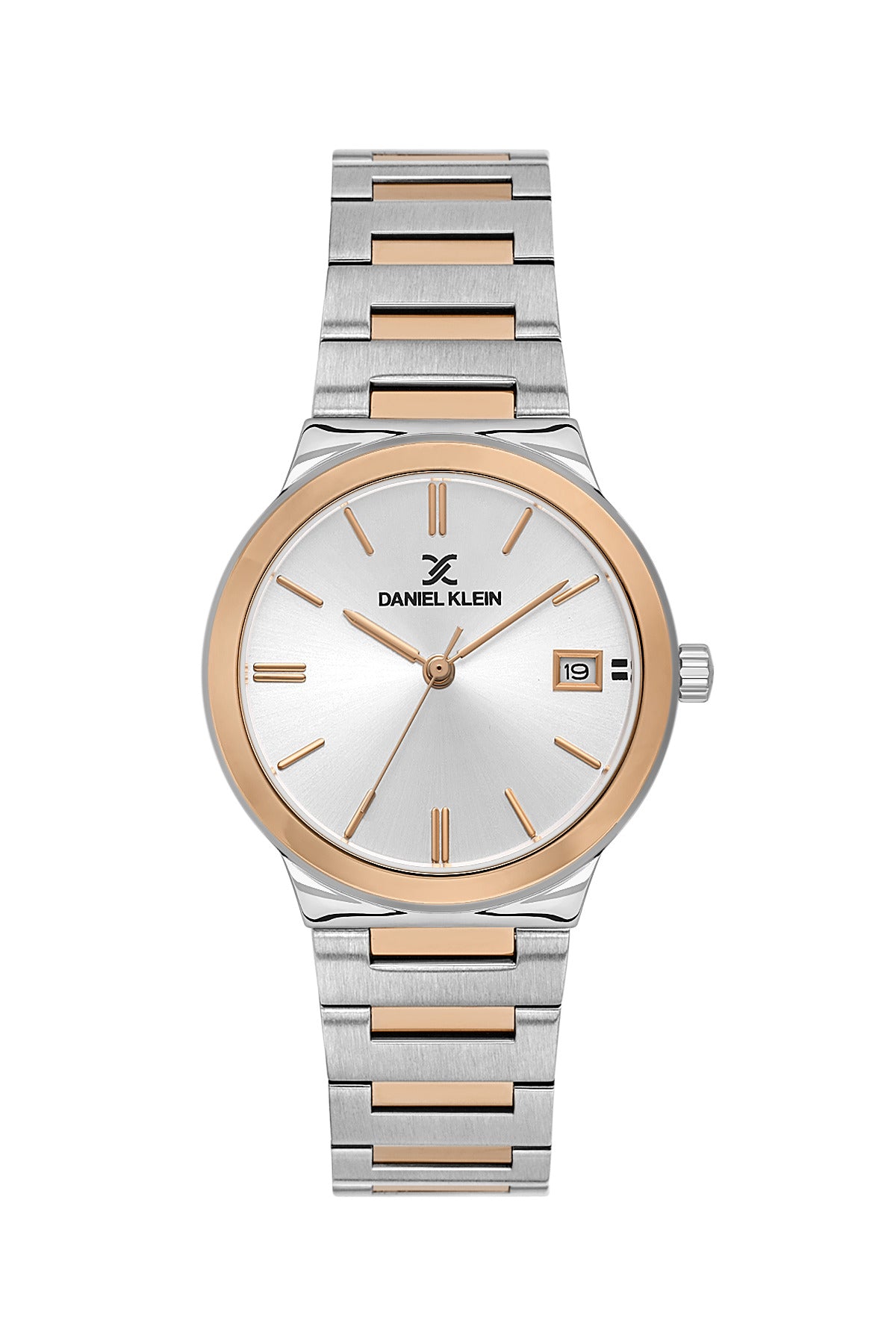 Daniel Klein Silver Dial Silver–Rose Gold Strap Women’s Analog Watch DK.1.14110-6