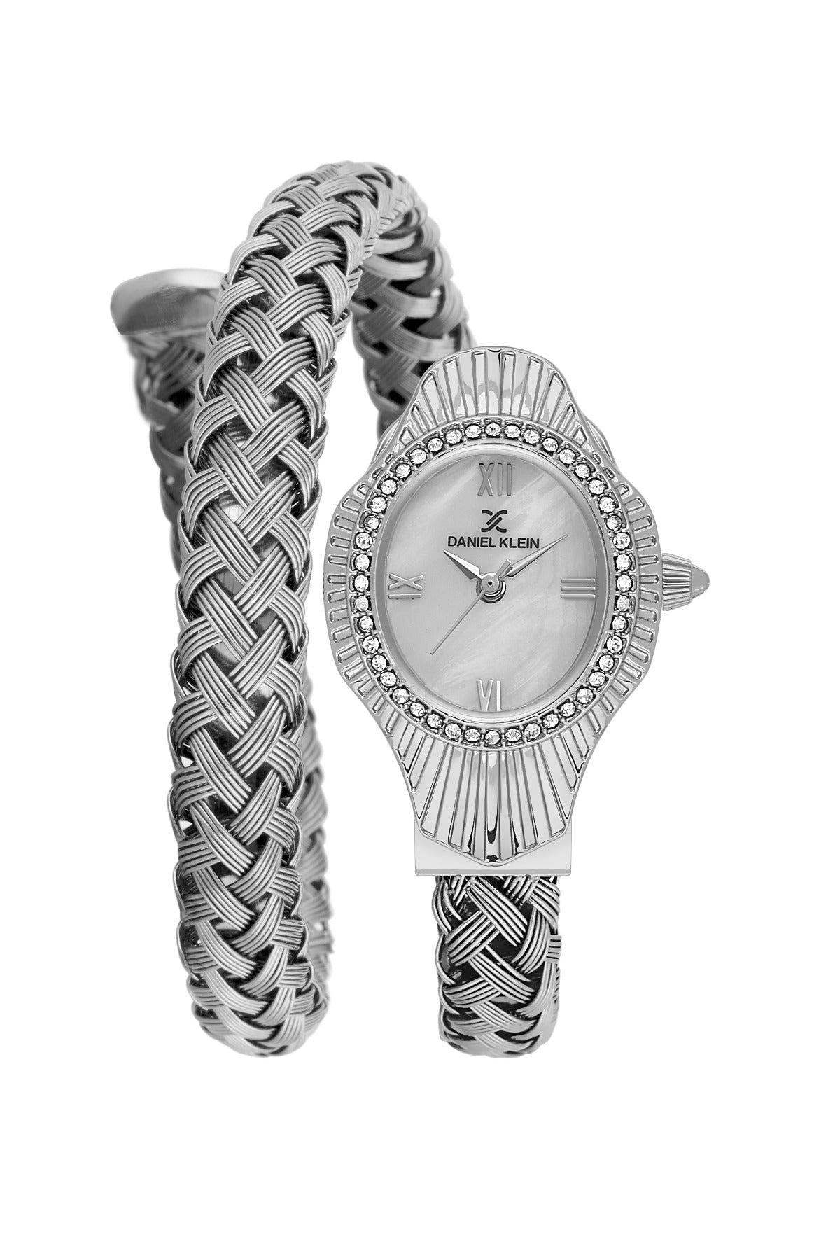 Daniel Klein White MOP Dial Silver Strap Women’s Analog Watch DK.1.14121-1