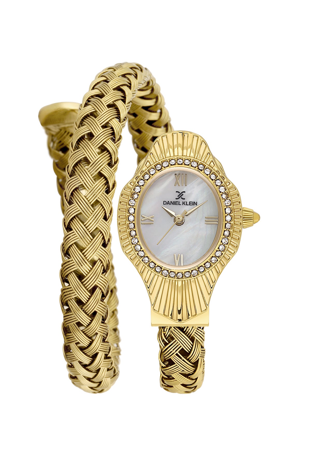 Daniel Klein White MOP Dial Gold Strap Women’s Analog Watch DK.1.14121-3