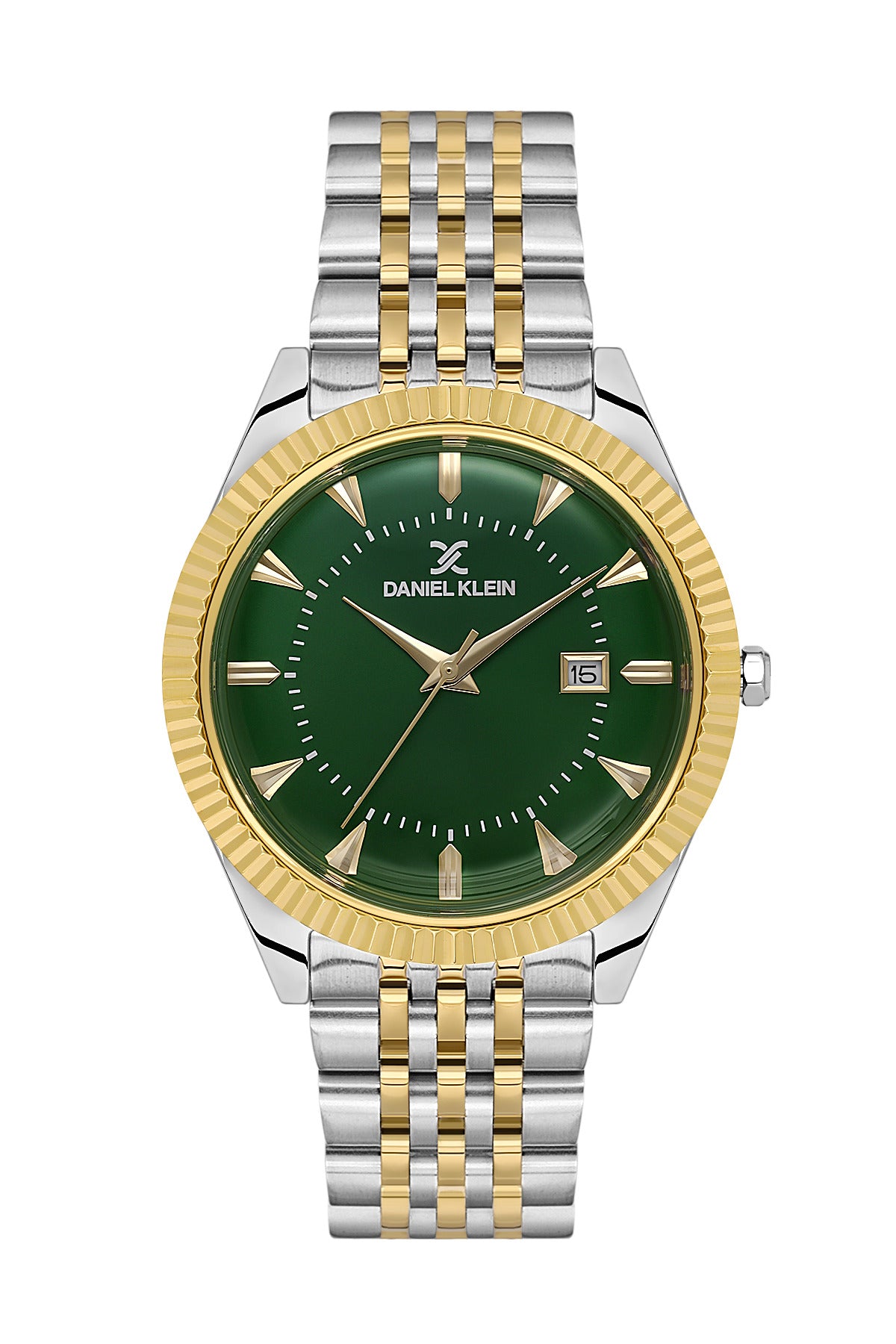 Daniel Klein Dark Green Dial Dual-Tone Gold Strap Men’s Analog Watch DK.1.14139-5