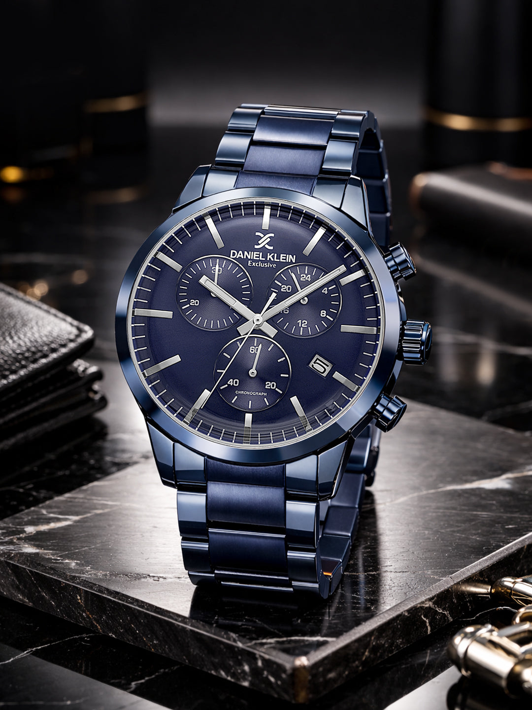 Daniel Klein Analog Blue Round Dial Blue Case Blue Strap Quartz Water-Resistant Wrist Watch for Men Boys DK.1.14238-5