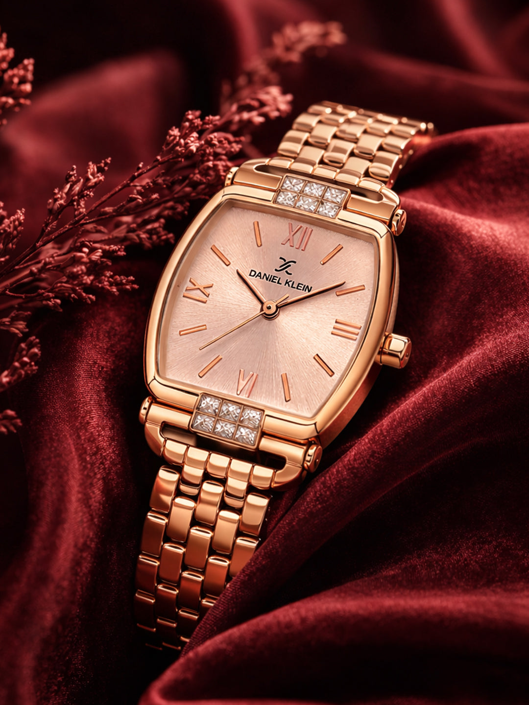 Daniel Klein Analog L.R.Gold Round Dial Pink Rose Gold Case Pink Rose Gold Strap Quartz Water-Resistant Wrist Watch for Women Girls, Ladies DK.1.14281-5