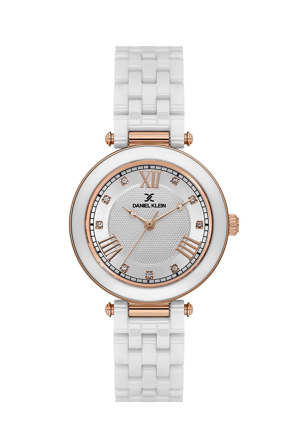 Daniel Klein Silver Dial White Strap Women’s Analog Watch DK.1.14282-1